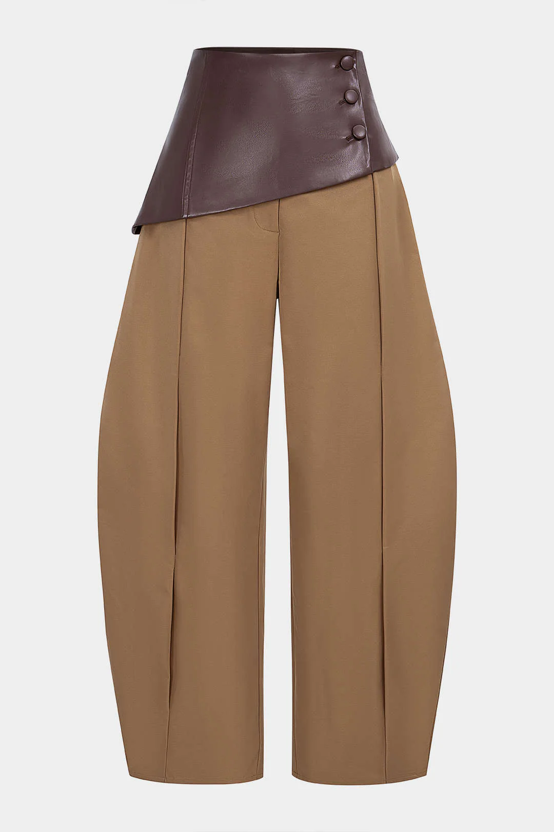 Faux Leather Patchwork Asymmetrical High Waist Pants