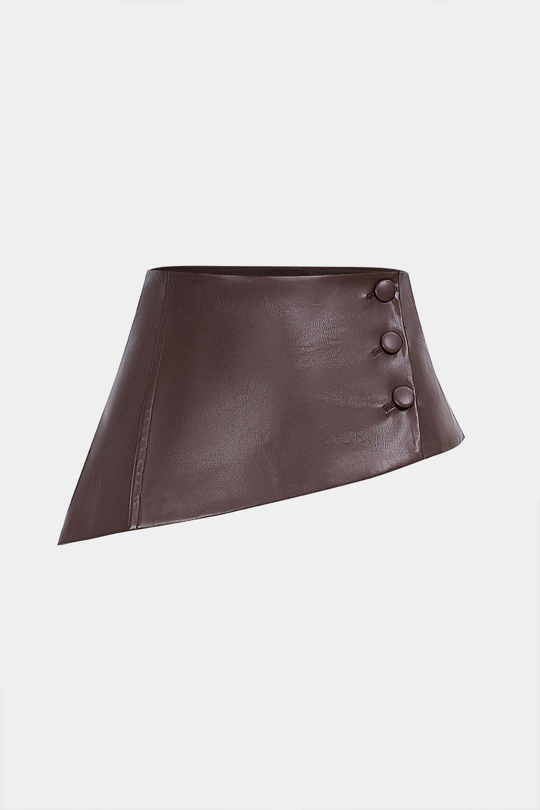 Faux Leather Patchwork Asymmetrical High Waist Pants - Image 3