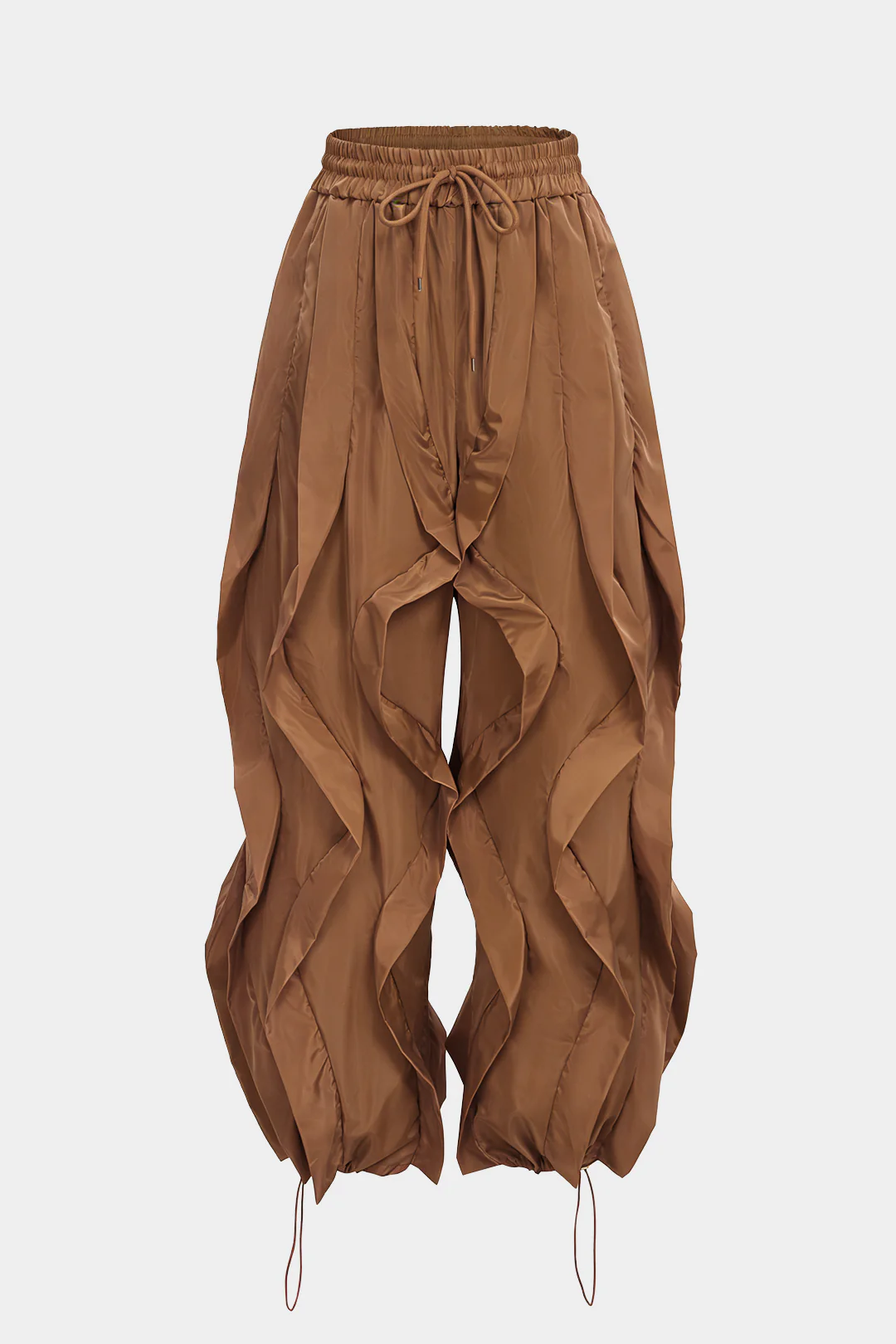 Drawstring Ruffle Detail Wide Leg Pants - Image 5