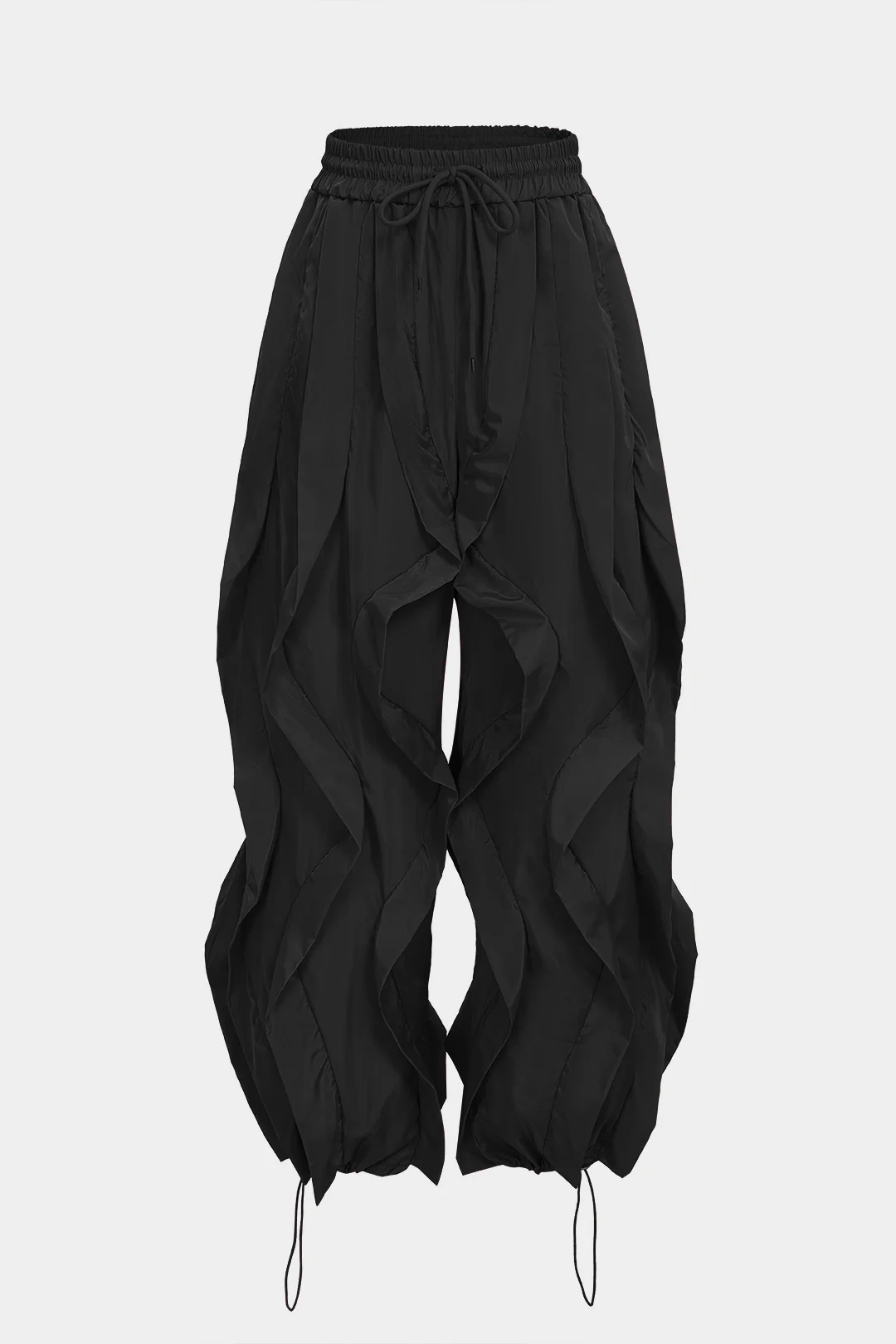 Drawstring Ruffle Detail Wide Leg Pants - Image 6