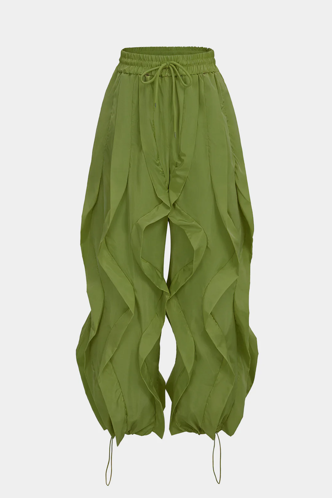 Drawstring Ruffle Detail Wide Leg Pants - Image 7