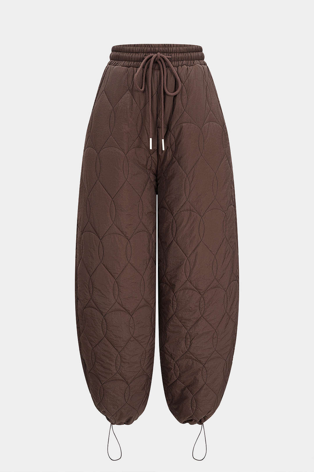 Quilted Drawstring Straight Wide-Leg Pants