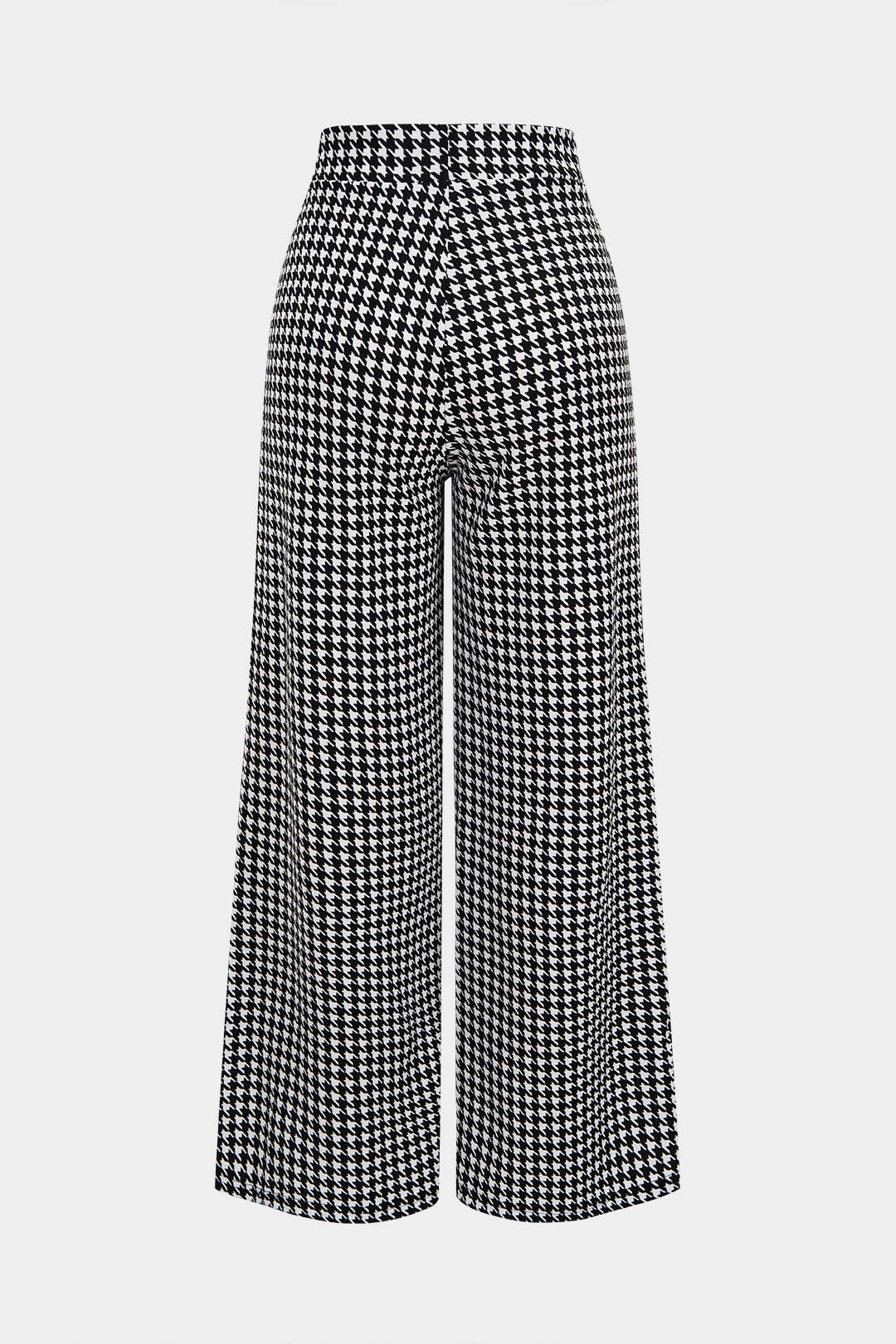 Houndstooth Print High Waist Button Wide Leg Pants - Image 2