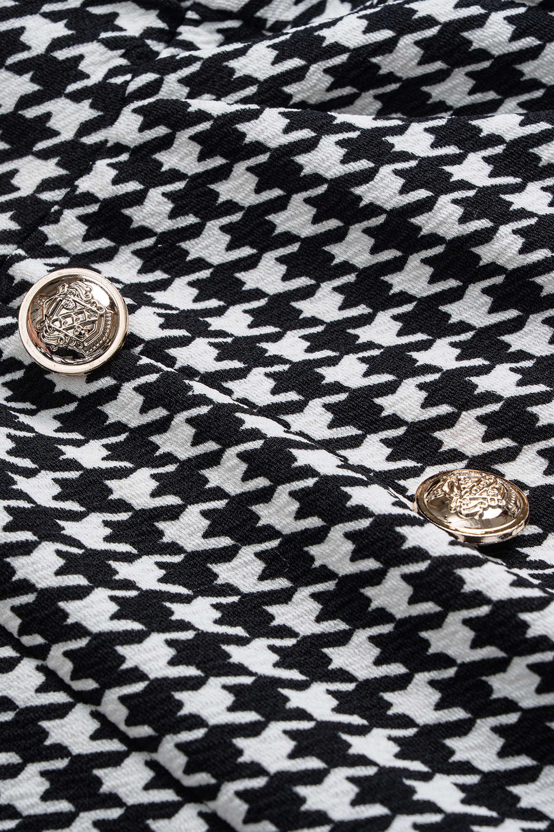 Houndstooth Print High Waist Button Wide Leg Pants - Image 3