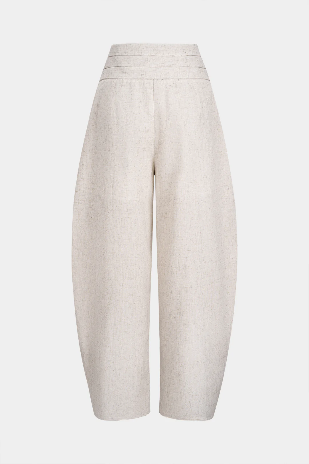 Linen Pleated Asymmetrical High Waist Pants - Image 2