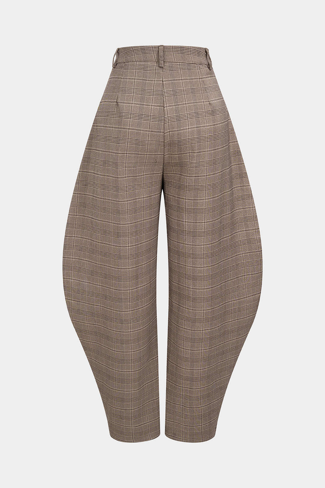 Plaid Print High Waist Barrel Pants - Image 2