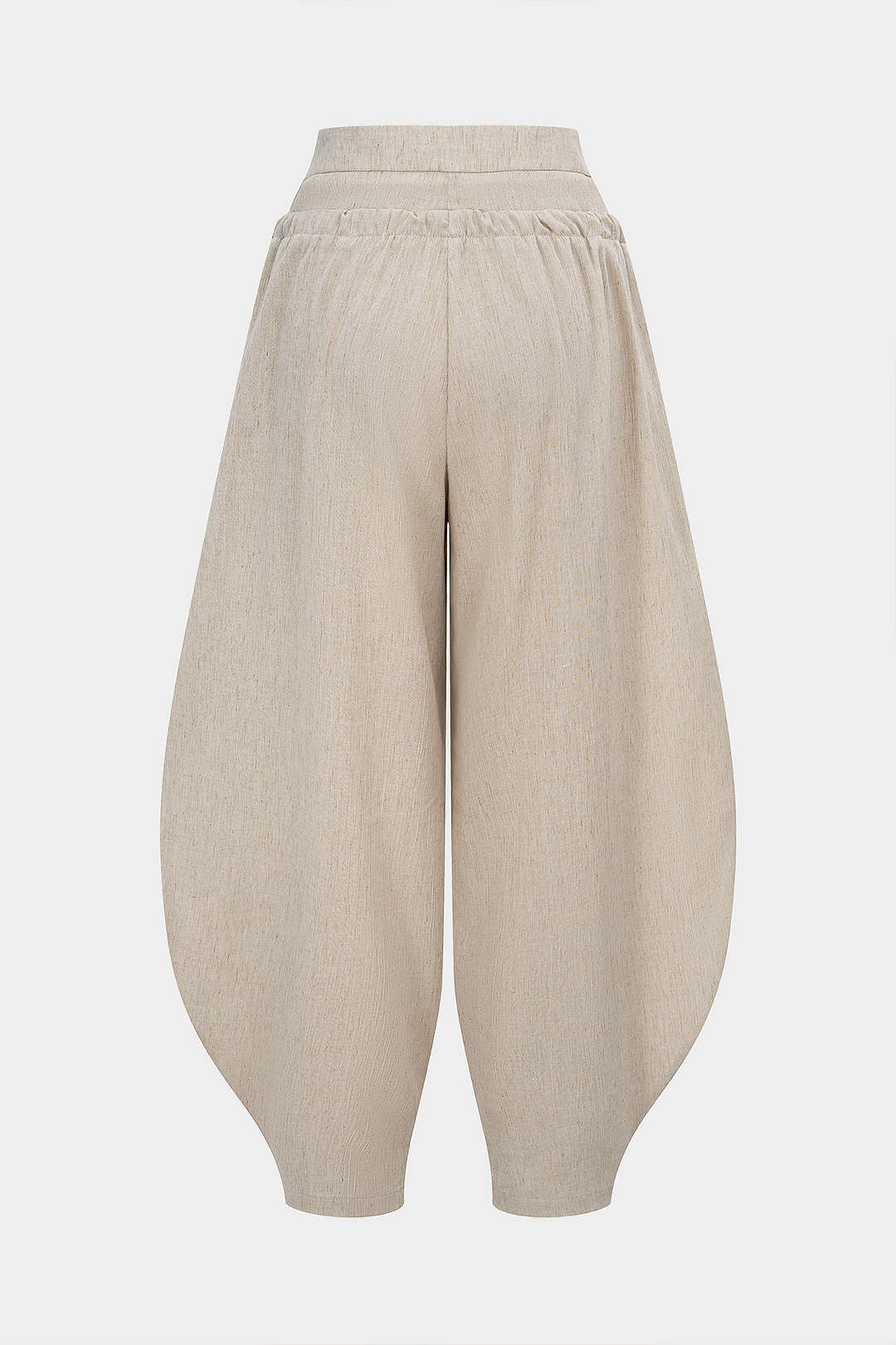 Linen Tie-Up Double Waistband Ruched Pants - Image 2