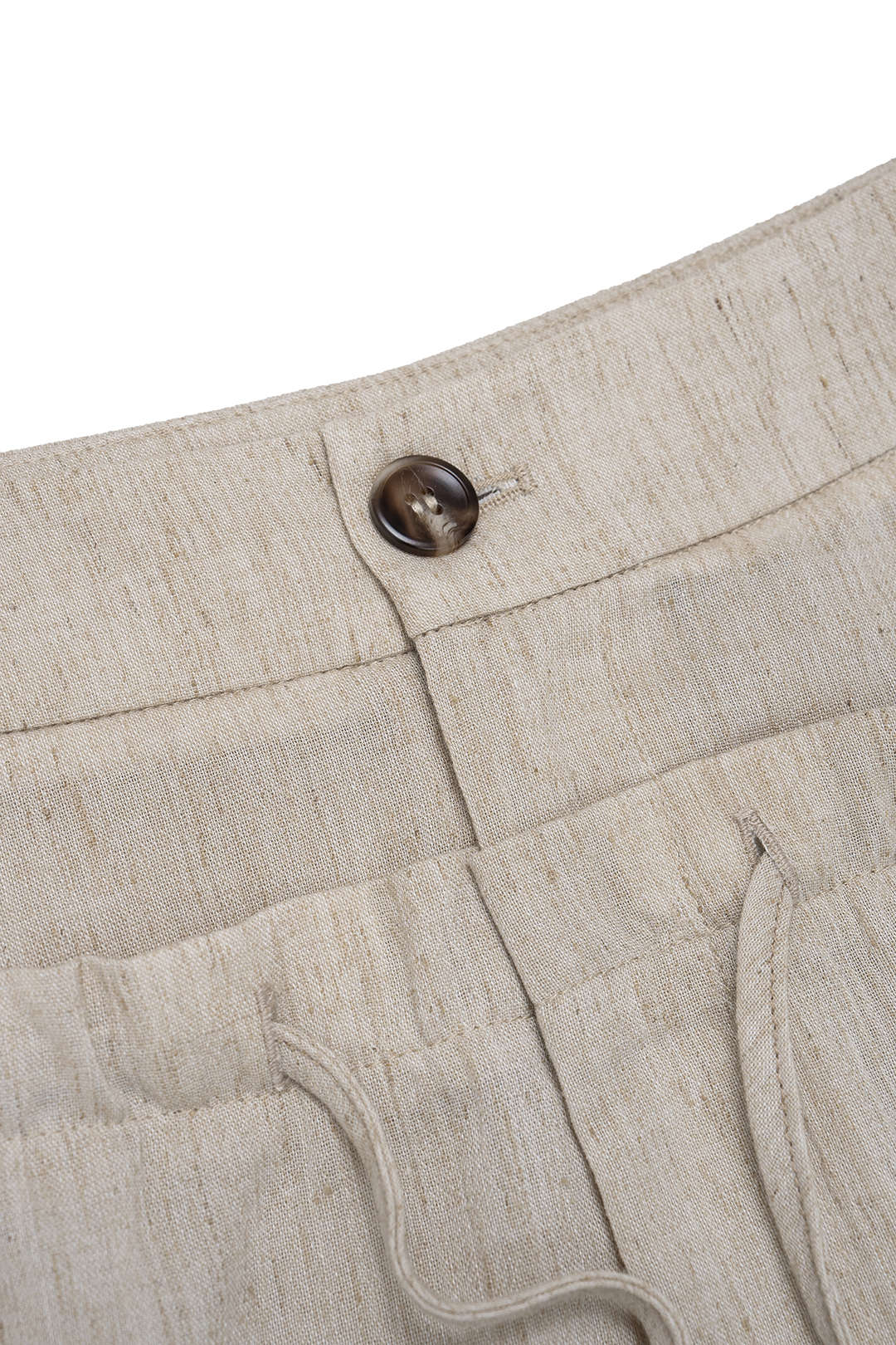 Linen Tie-Up Double Waistband Ruched Pants - Image 3