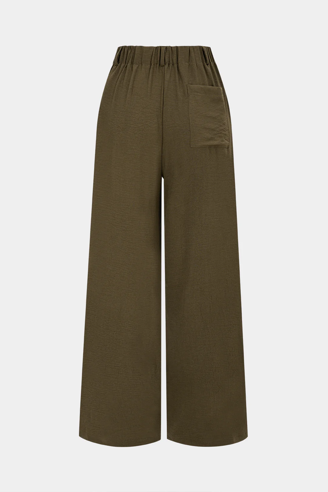 Solid High Waist Pocket Wide Leg Pants - Image 2