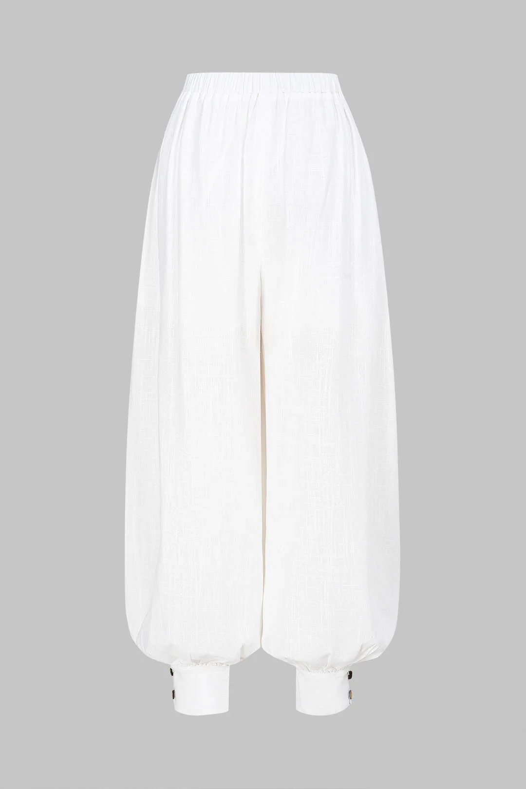 Linen Ruched Shirred Waistband Lantern Pants - Image 2