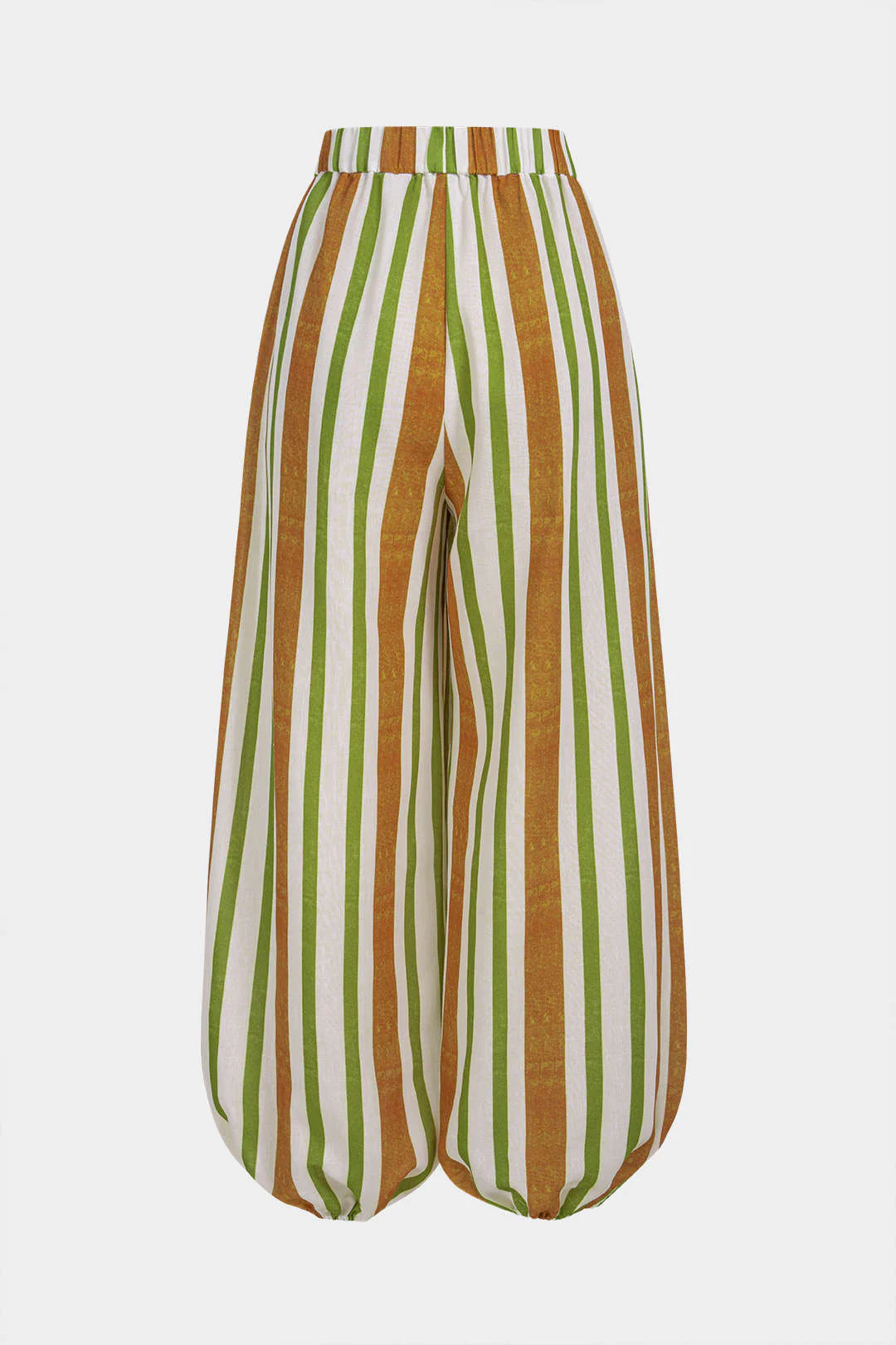 Stripes Print Shirred Waistband Ruched Lantern Pants - Image 2