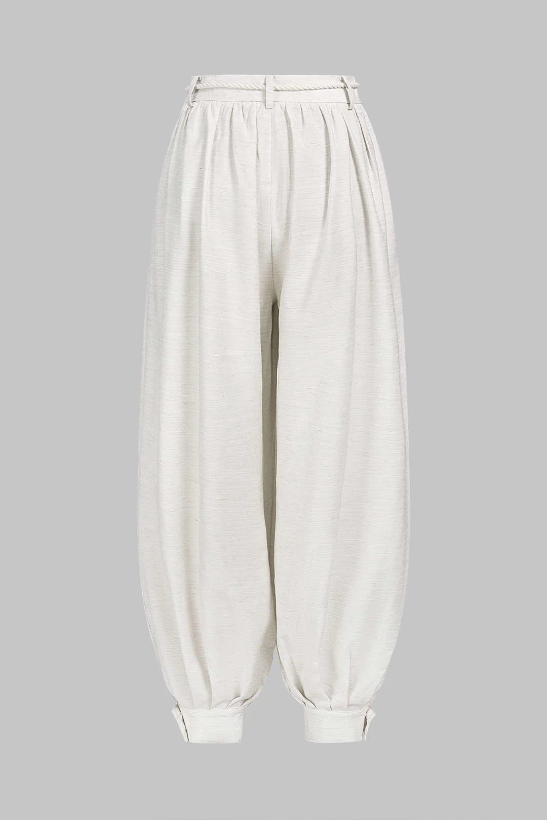 Linen Ruched Belted Lantern Pants - Image 2