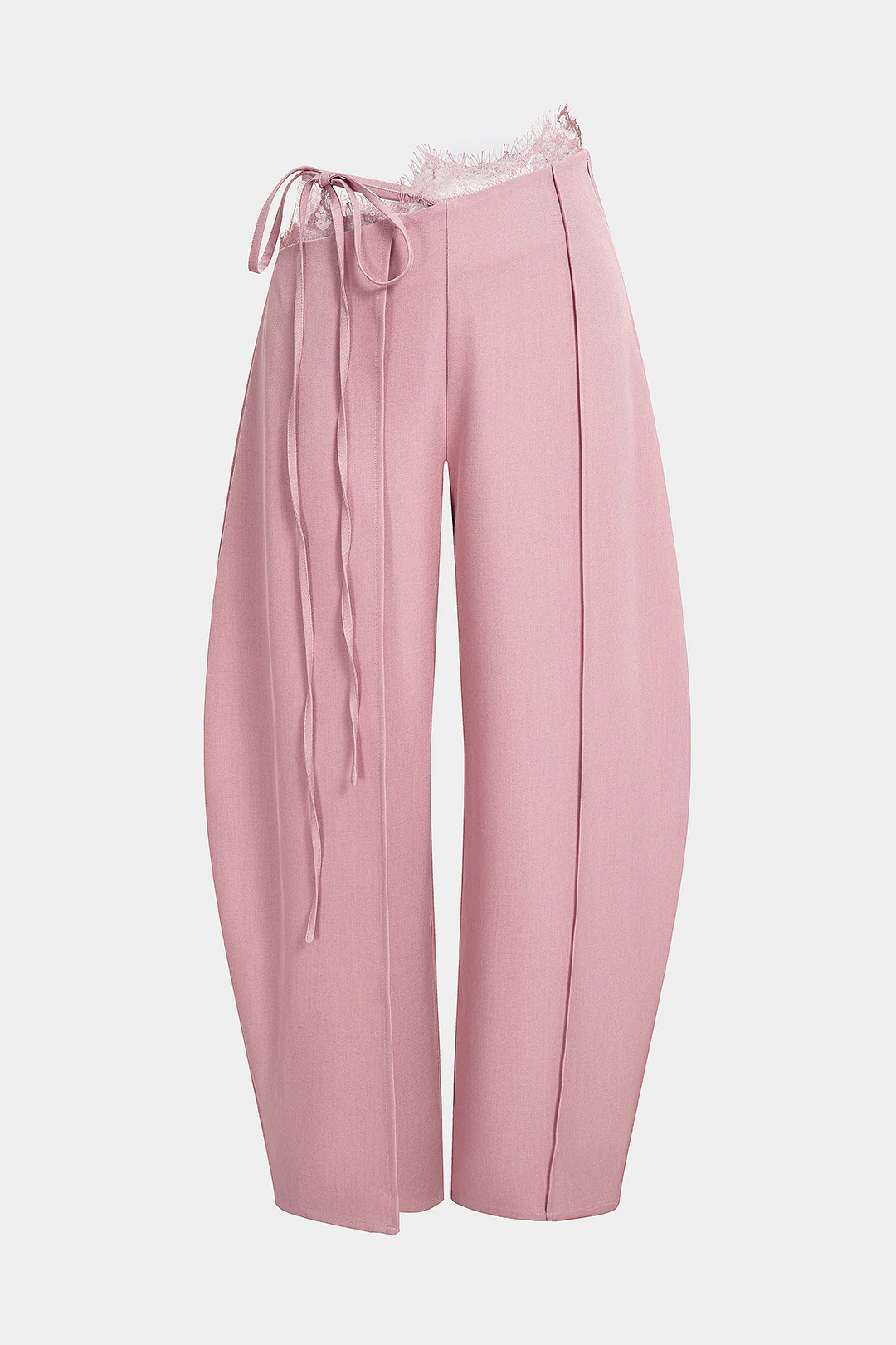 Lace Trim Tie Asymmetrical Wide Leg Pants - Image 11