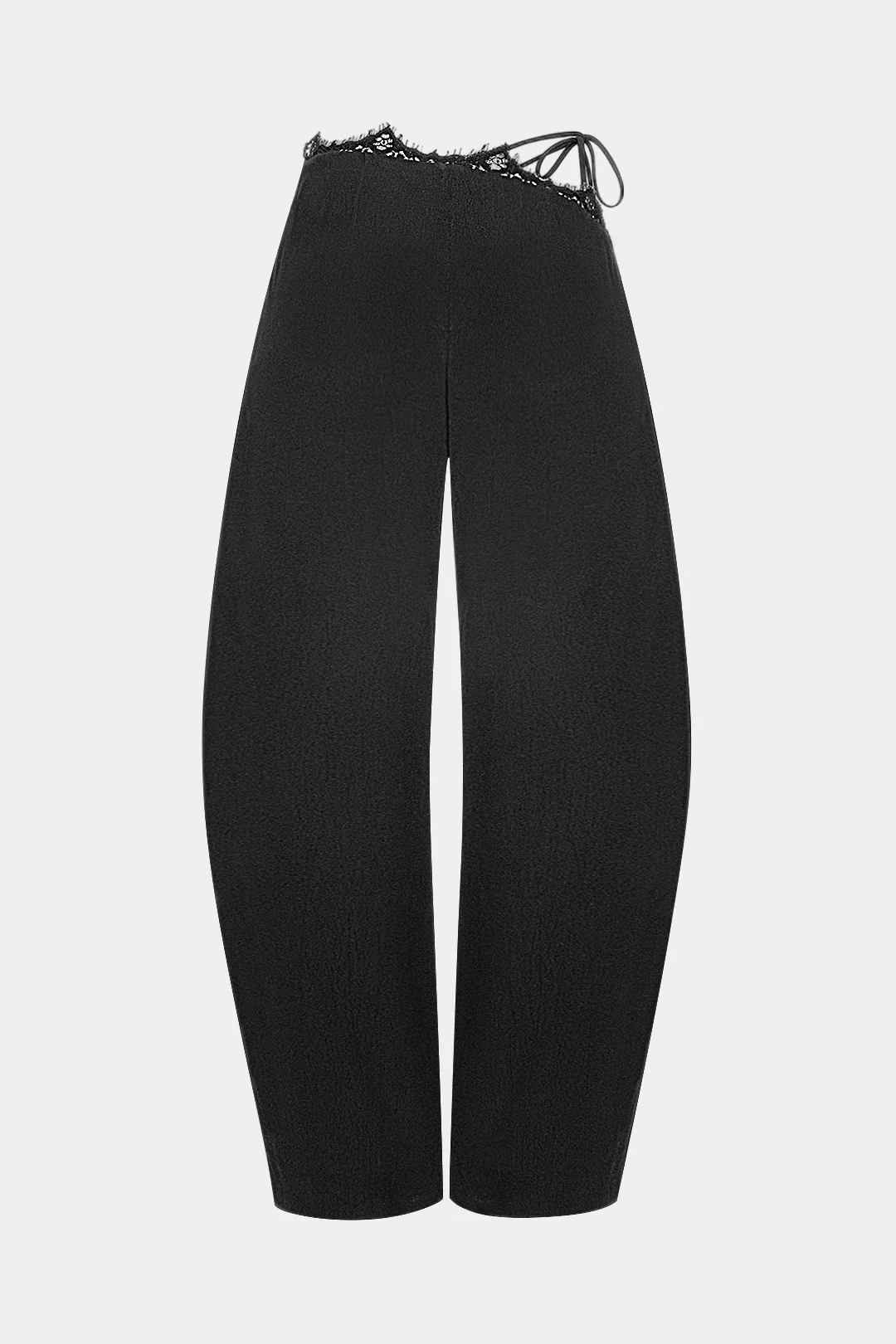 Lace Trim Tie Asymmetrical Wide Leg Pants - Image 2