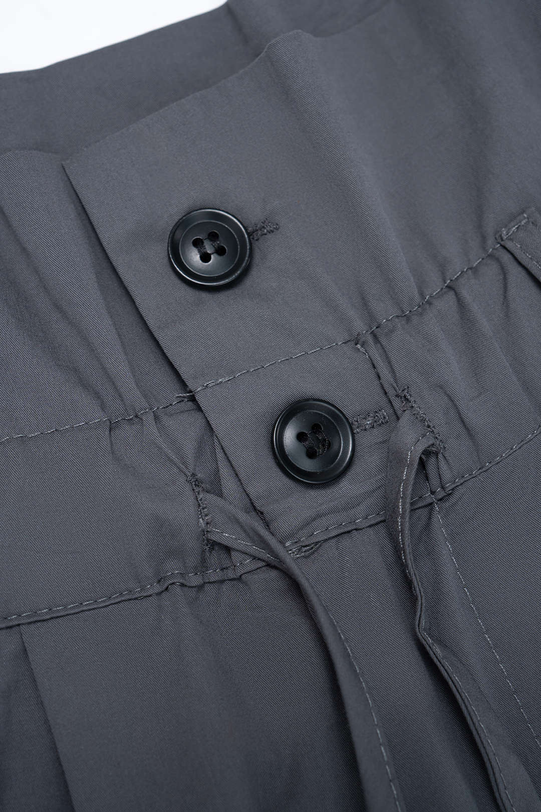 Ruched Drawstring Button High Waist Straight Leg Pants - Image 4