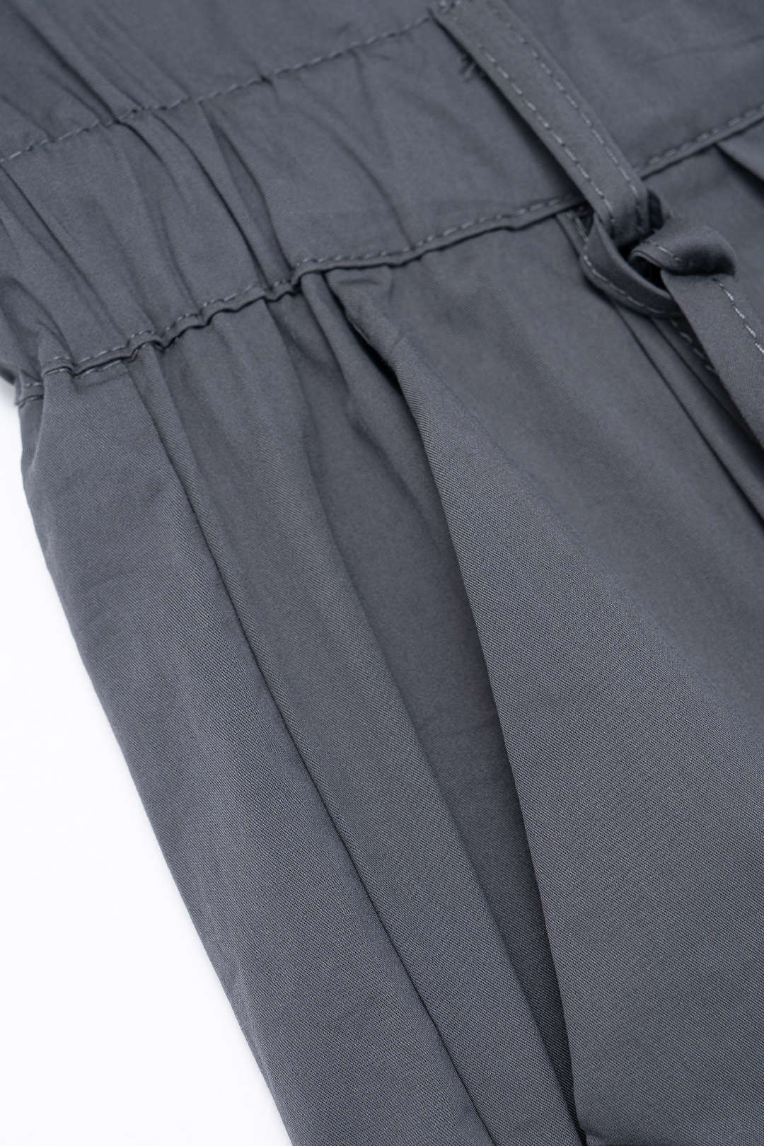 Ruched Drawstring Button High Waist Straight Leg Pants - Image 5