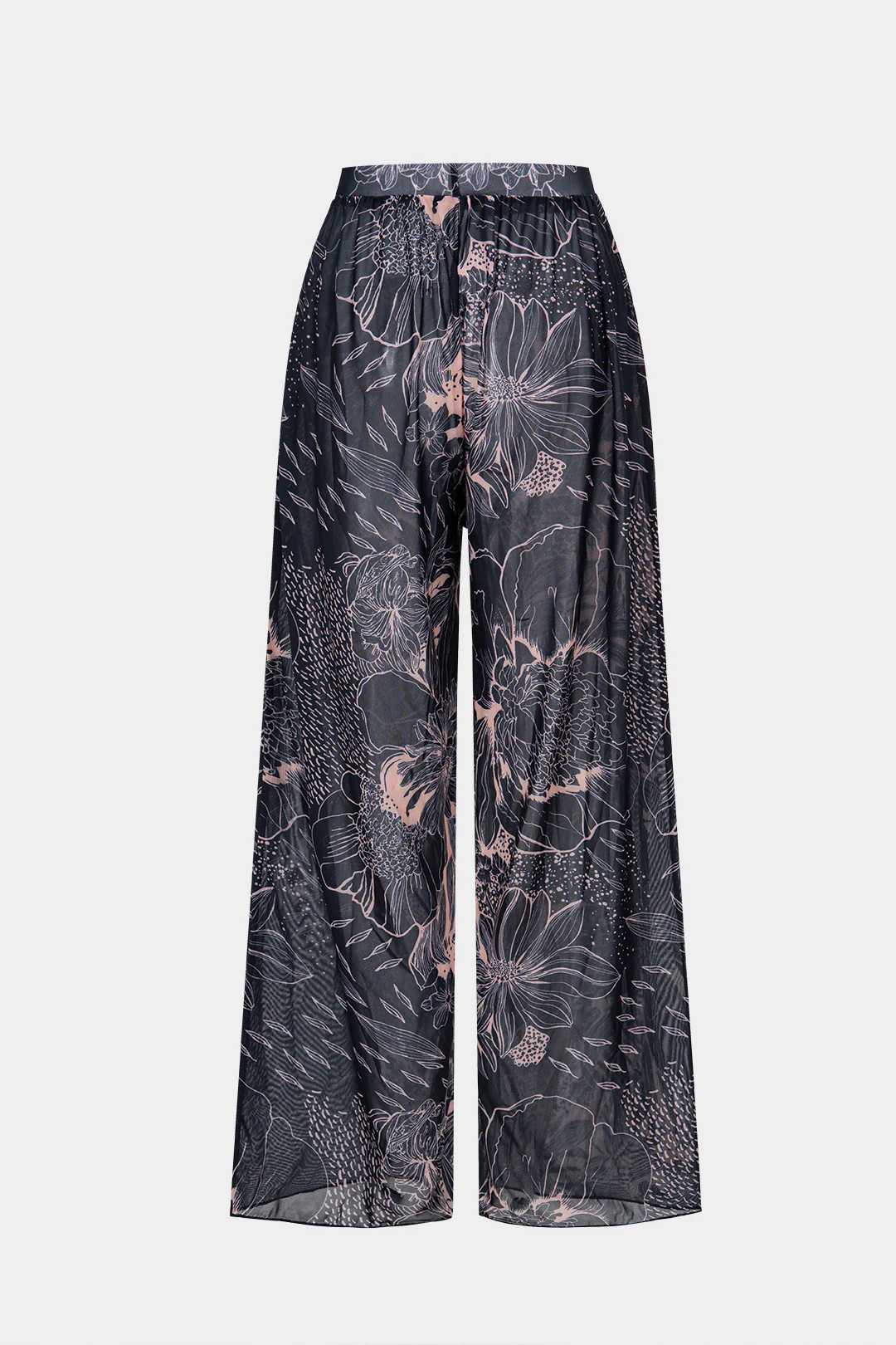 Floral Print Mesh Ruched High Waist Pants - Image 2