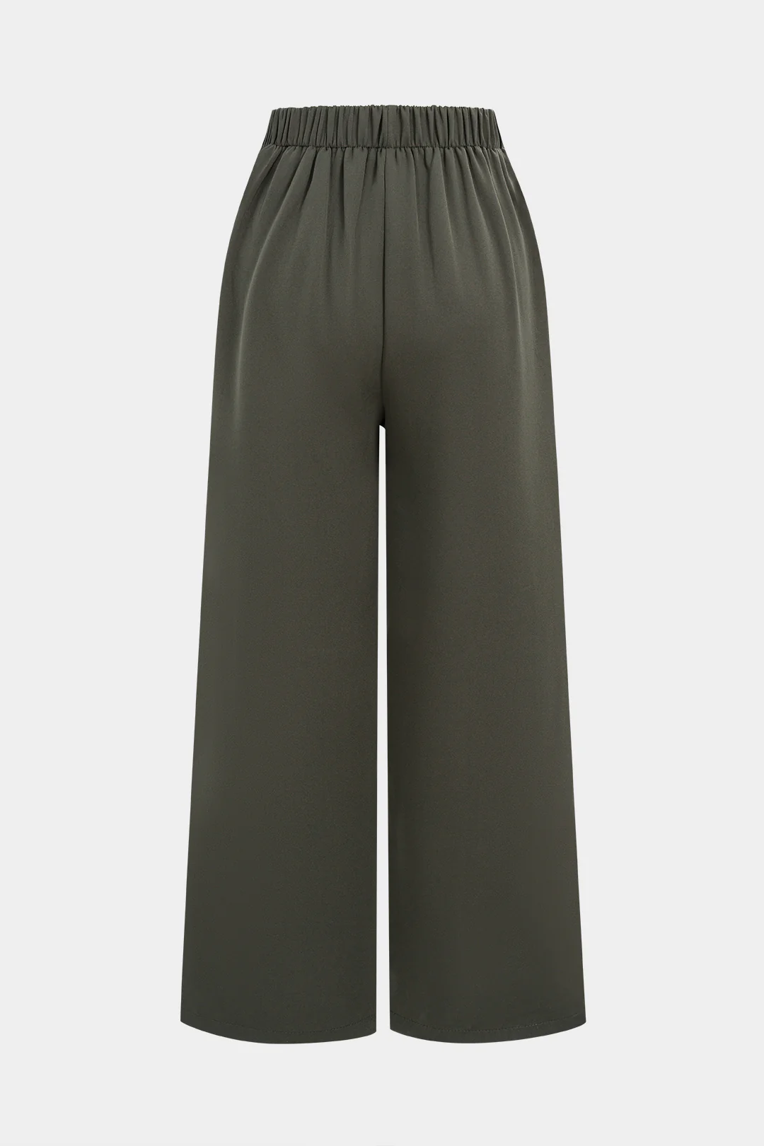 Button Shirred Waistband Wide Leg Pants - Image 2
