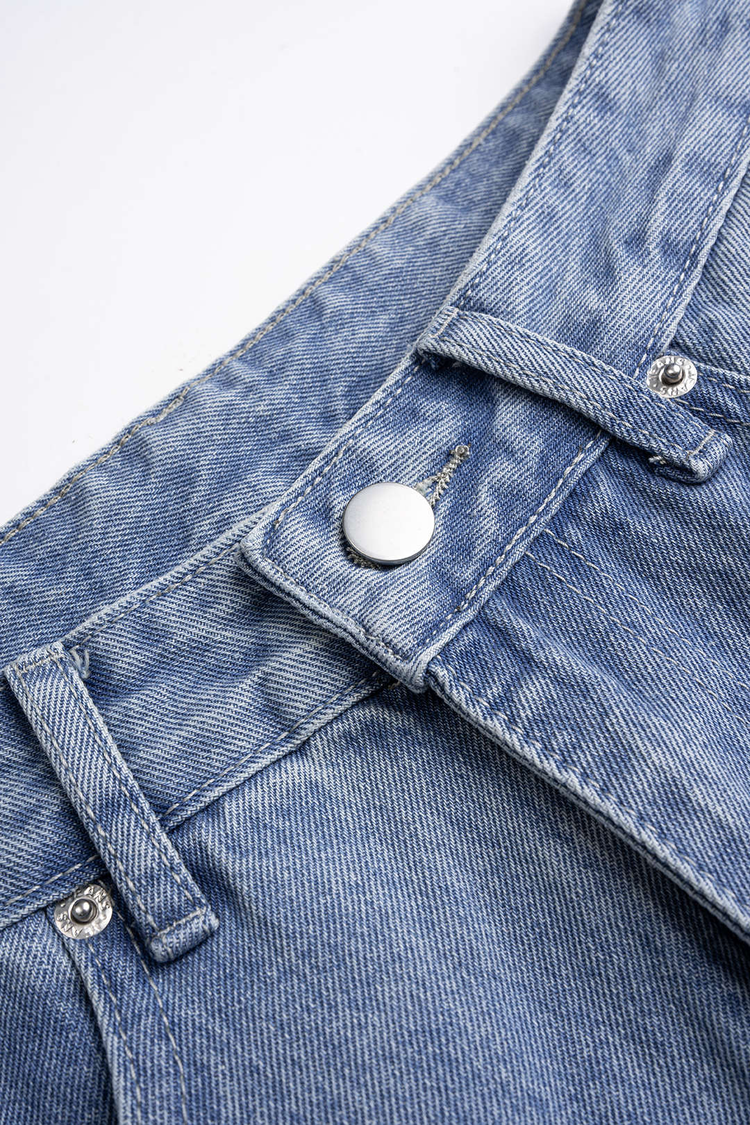 Denim Pocket Ruched High Waist Jeans - Image 3