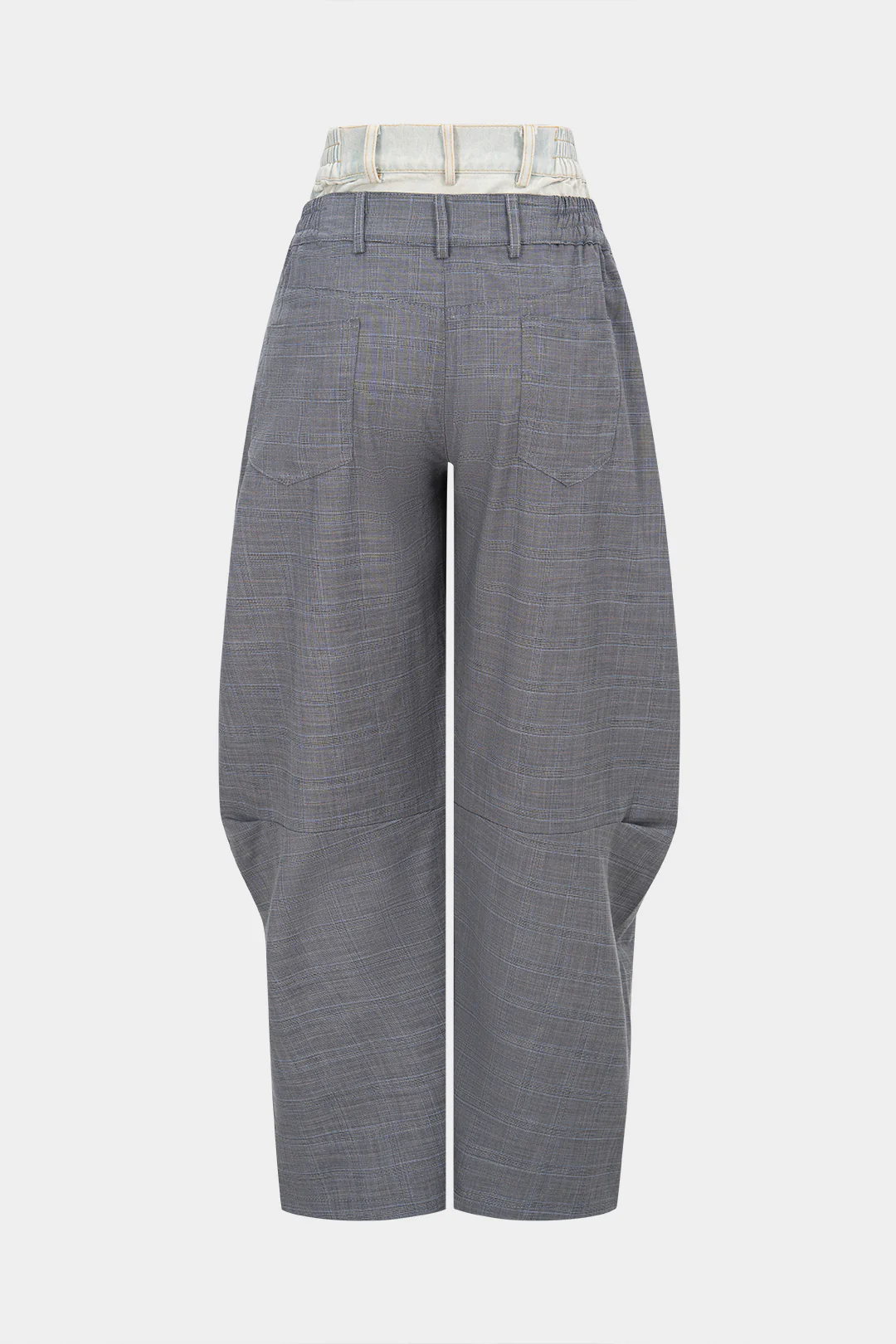 Plaid Contrast Print Double Waistband Pants - Image 2
