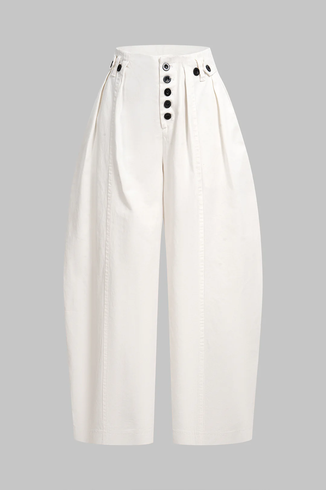 Button High Waist Wide Leg Pants