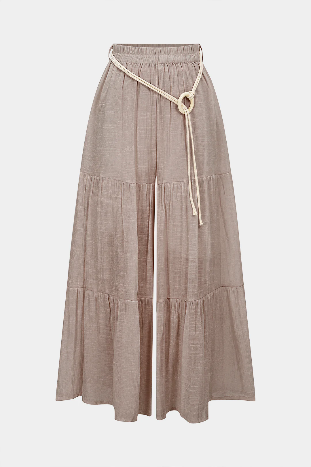 Belted Ruched High Waist Wide Leg Pants - Image 6
