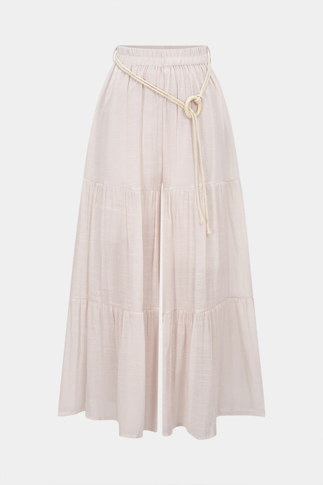 Belted Ruched High Waist Wide Leg Pants - Image 7