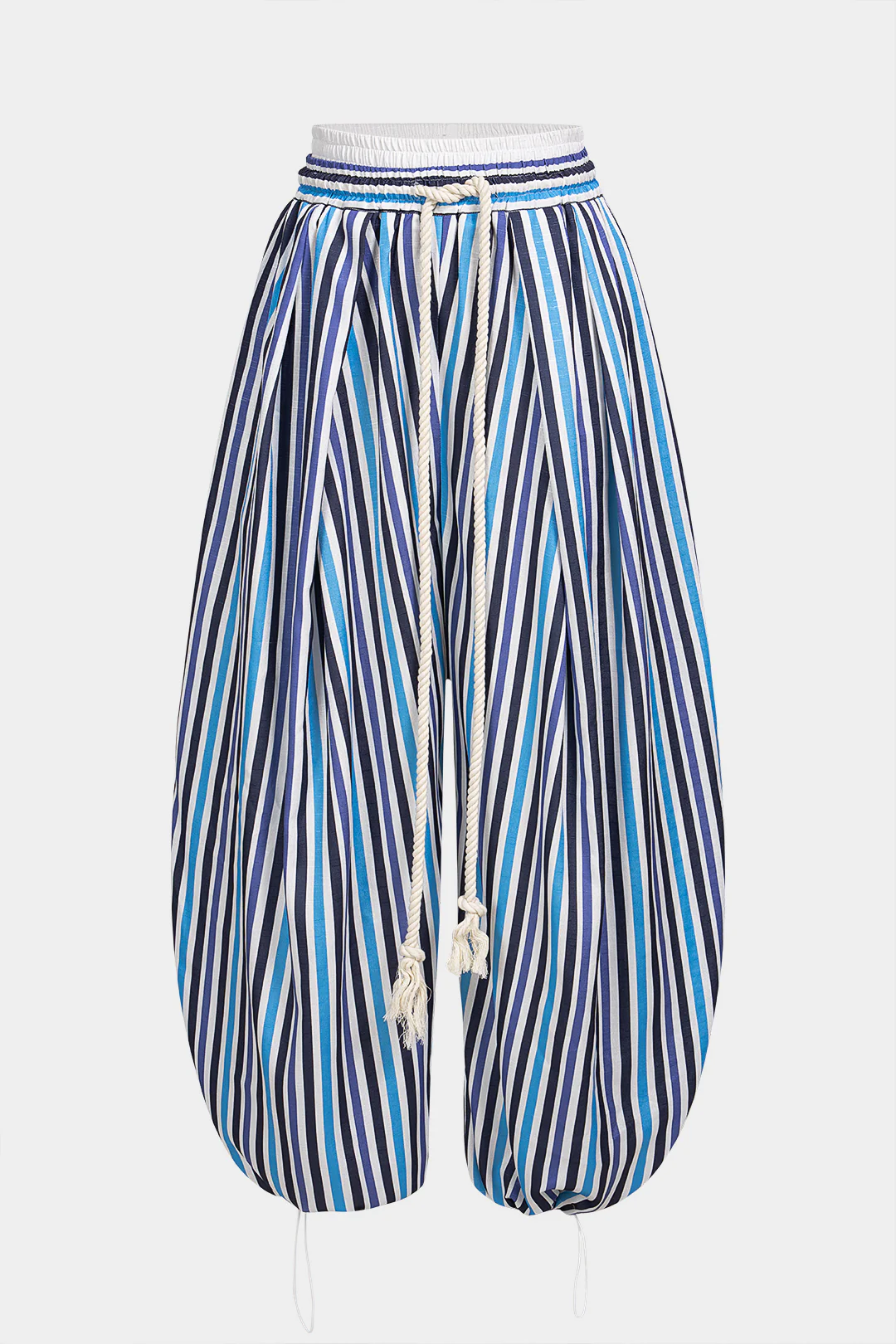 Stripes Print Tie-Up High Waist Pants
