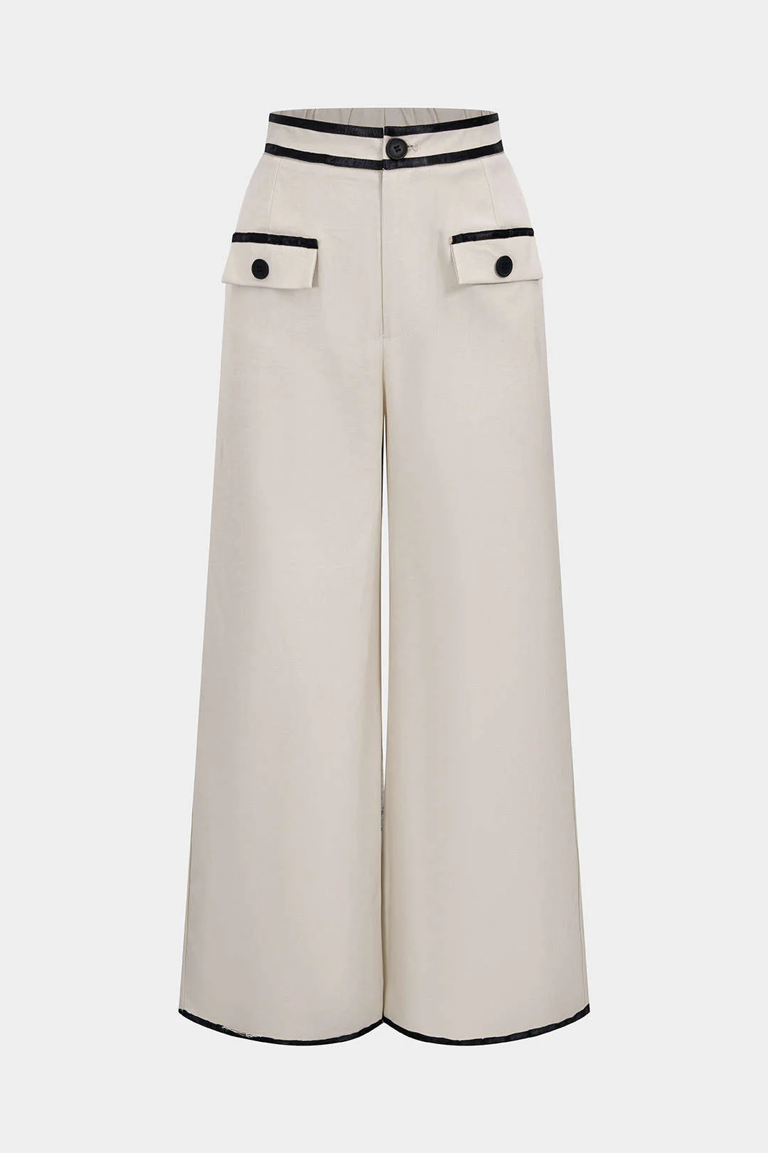 Contrast Binding Straight Leg Pants - Image 3