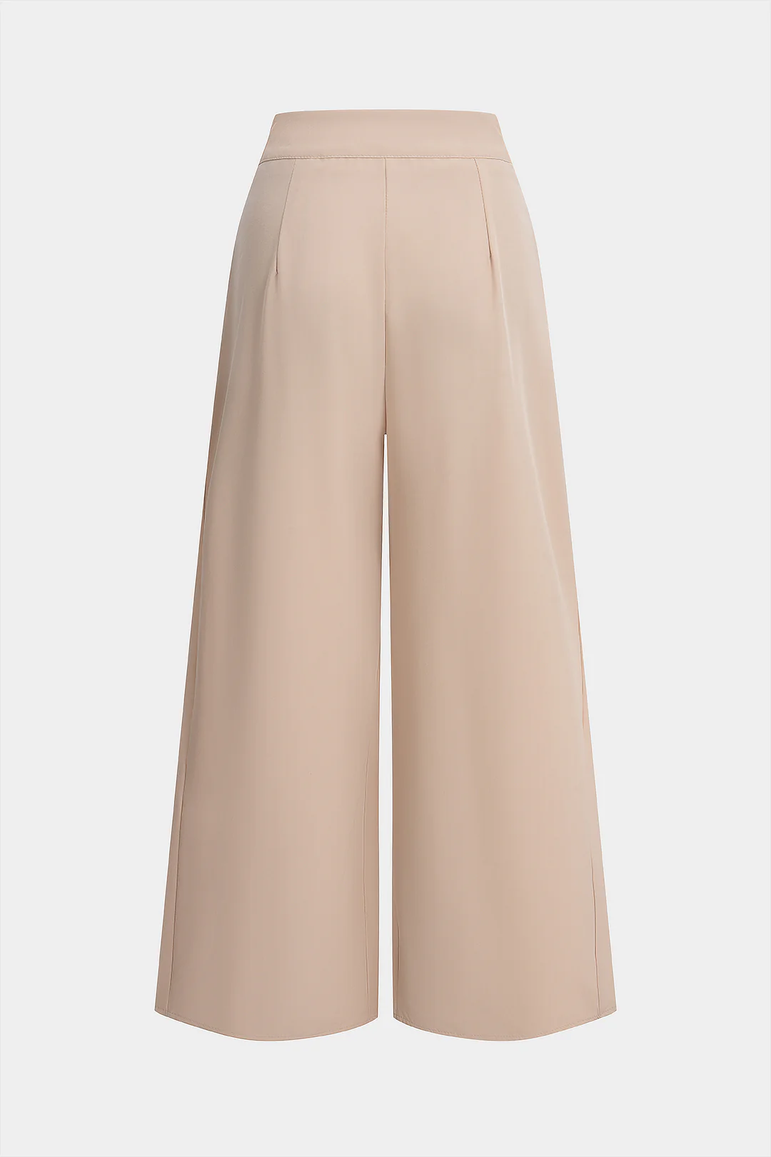 Solid High Waist Zipper Wide Leg Pants - Image 2