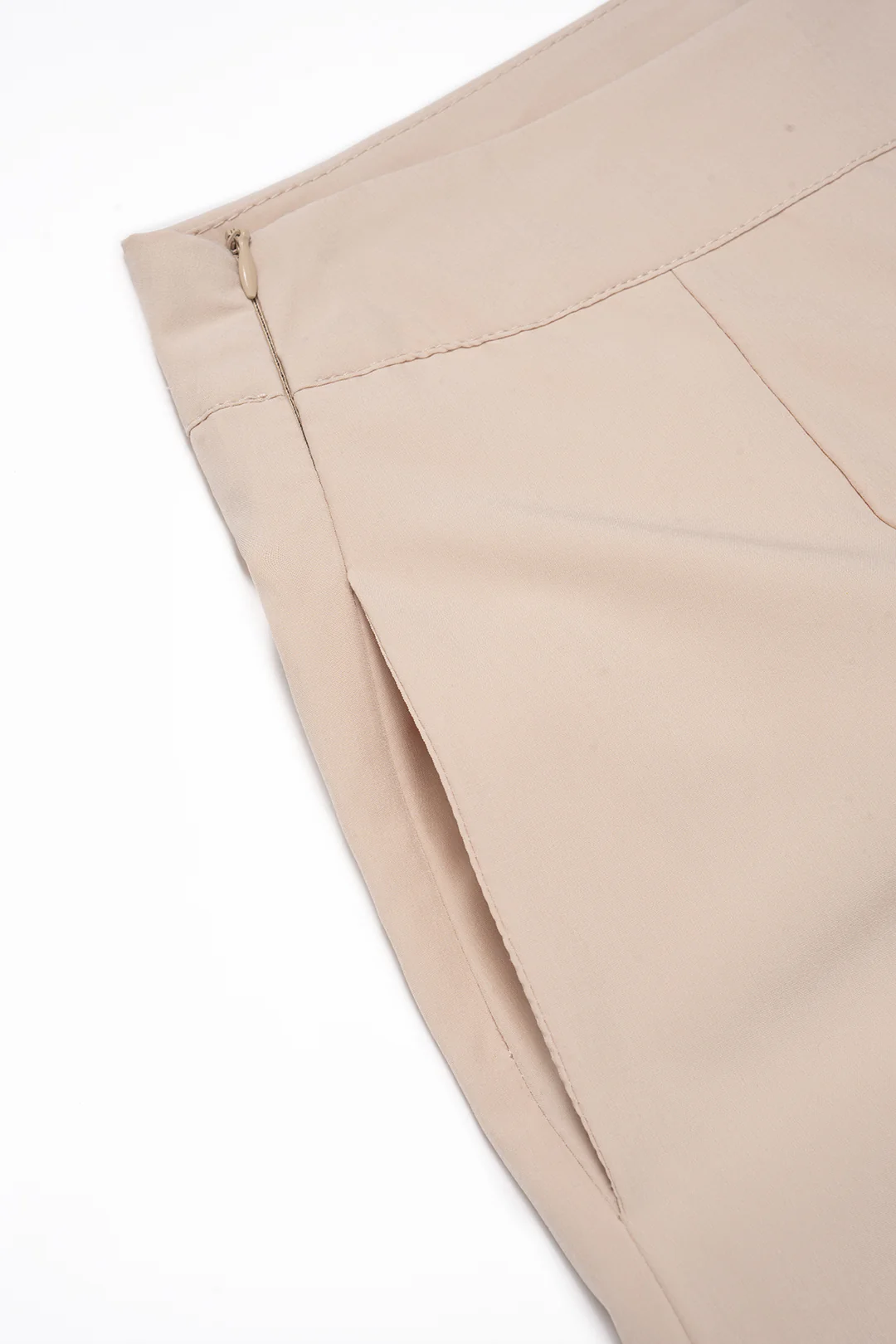 Solid High Waist Zipper Wide Leg Pants - Image 3