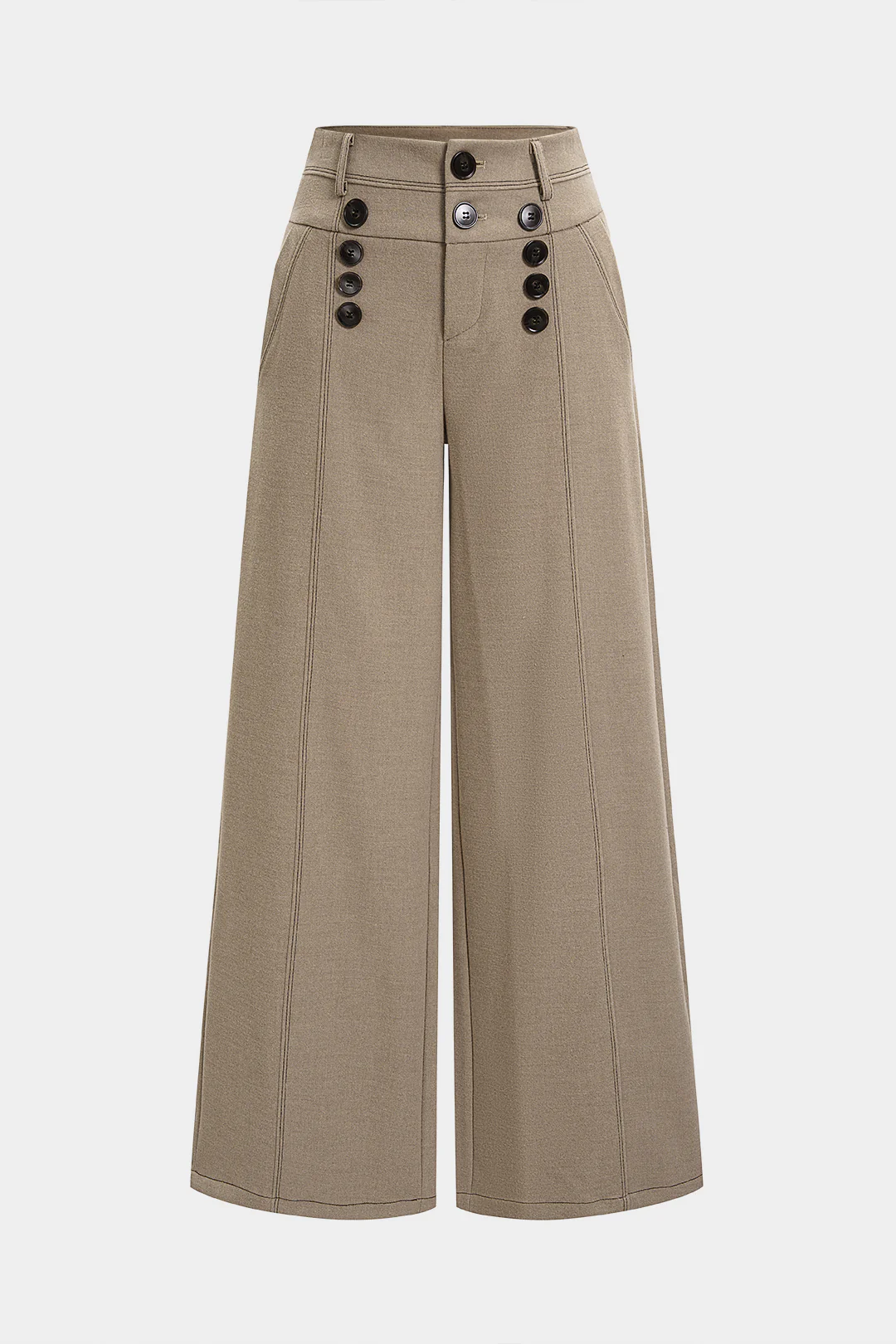 Button Pocket Wide Leg Pants