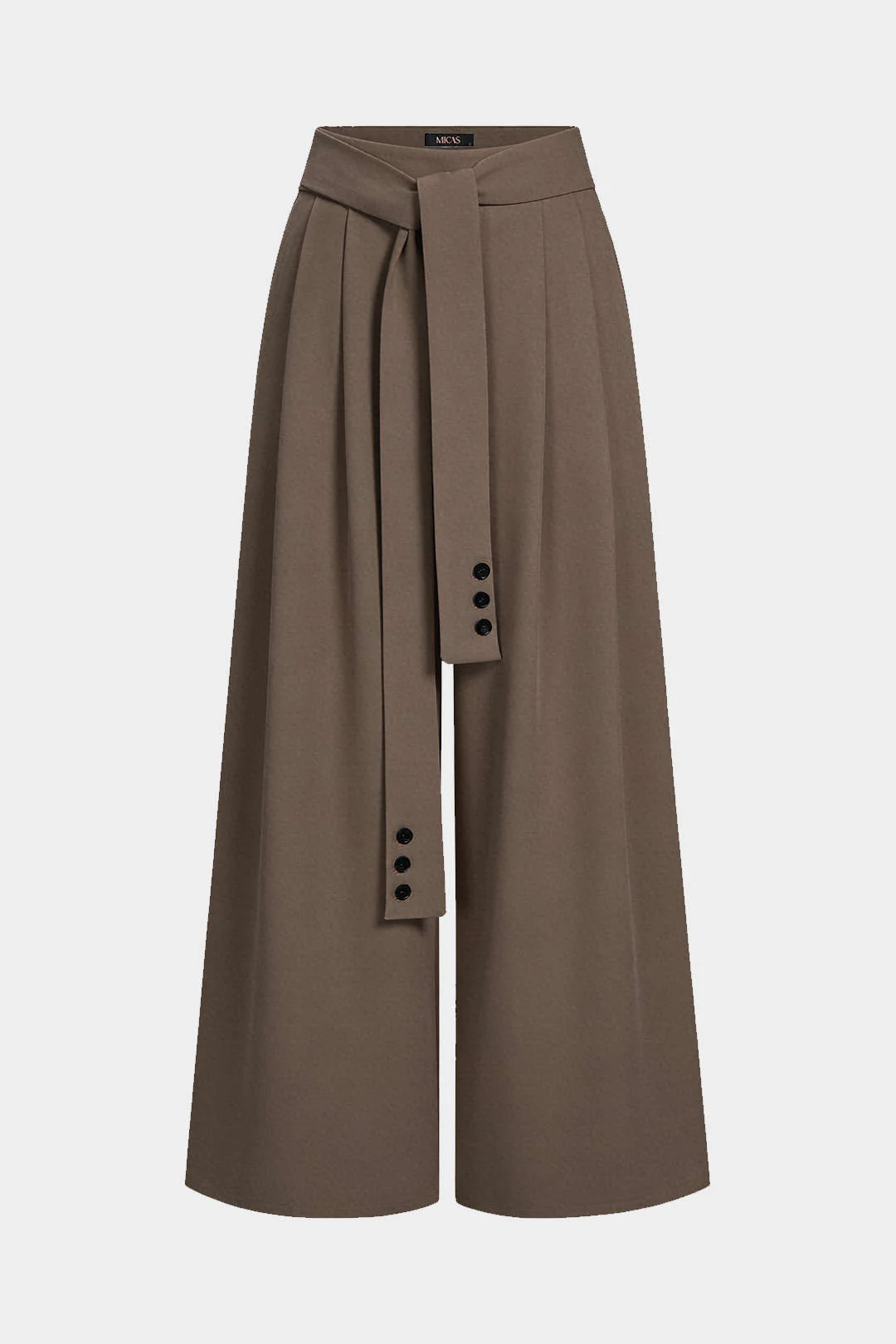 Tie Front Button Wide-Leg Pants - Image 6