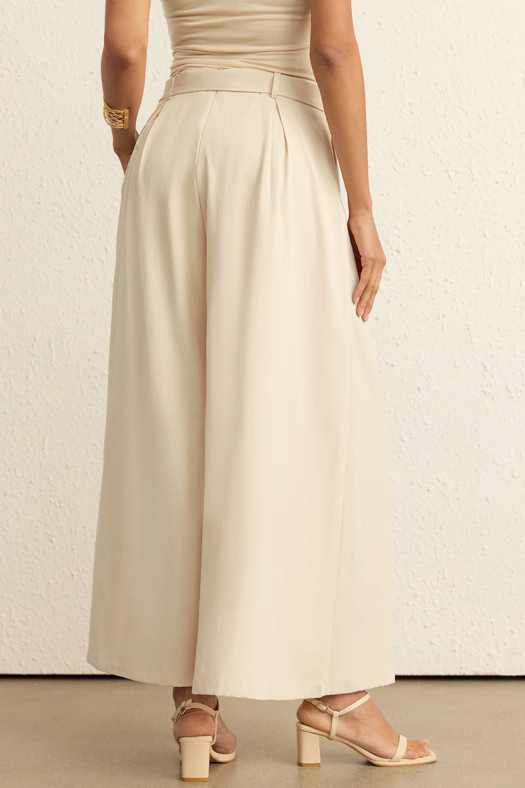 High Waist Tie-Up Wide Leg Pants - Image 3