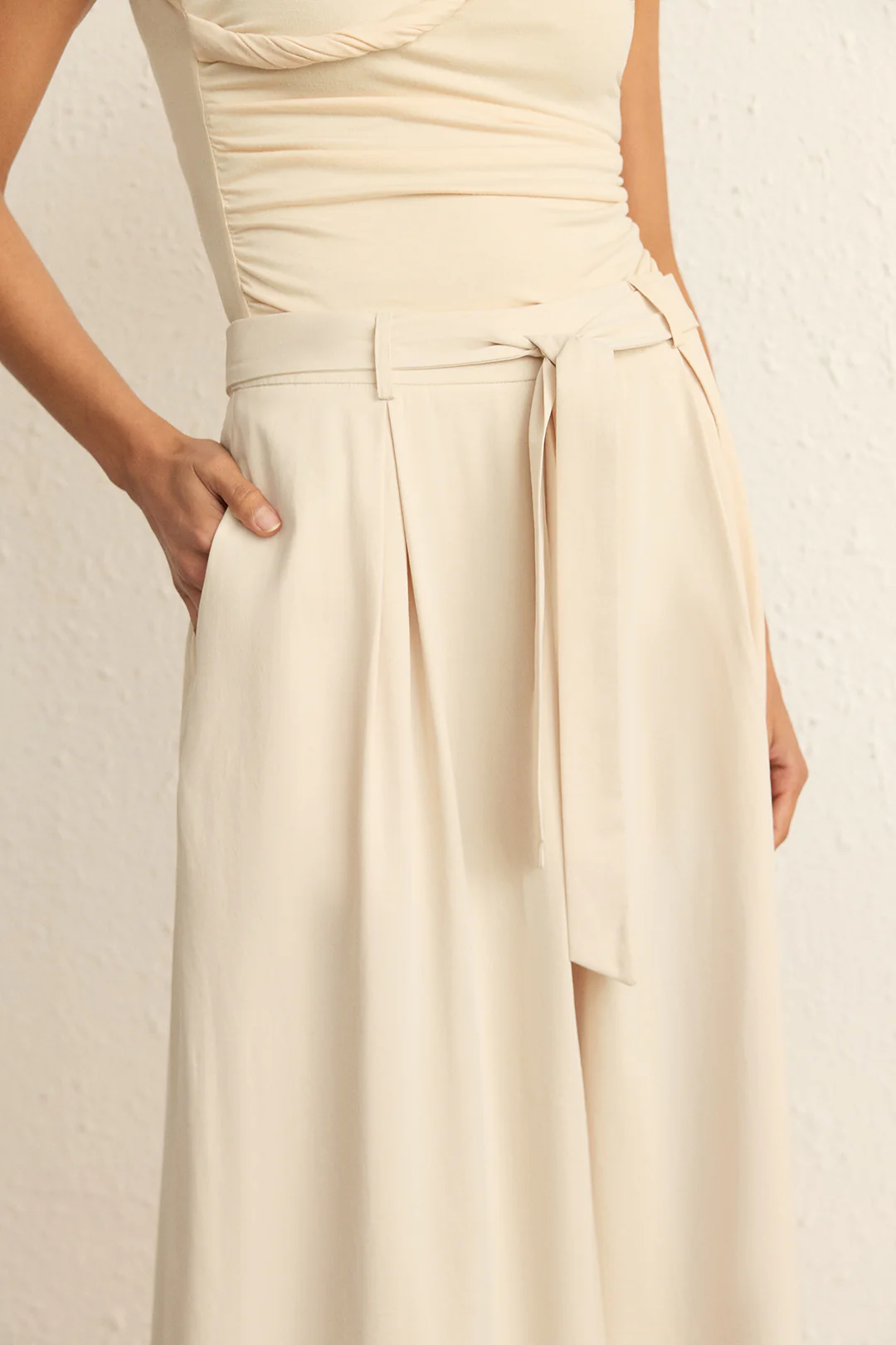 High Waist Tie-Up Wide Leg Pants - Image 4