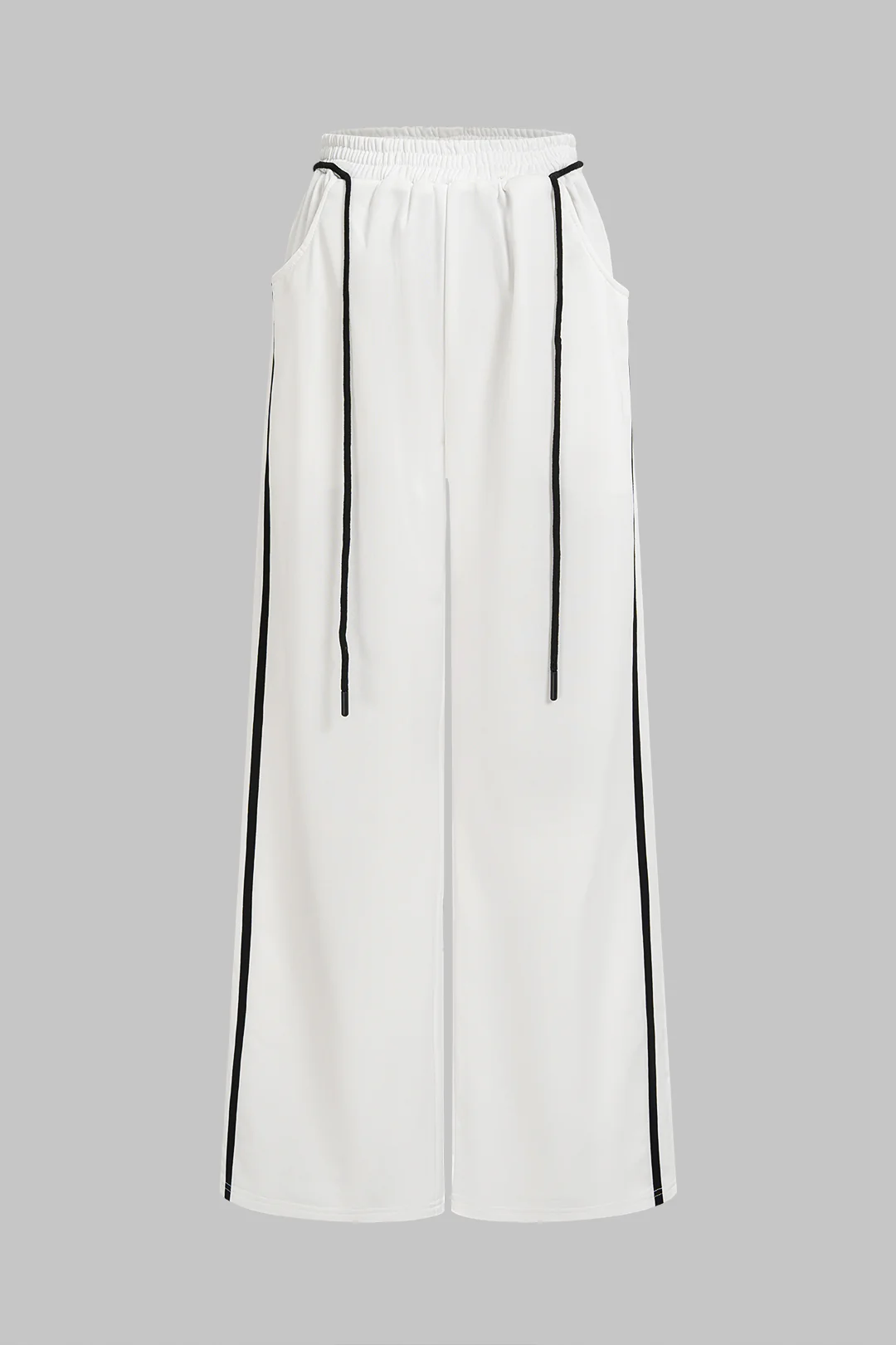 Contrast Binding Pocket High Waist Wide Leg Pants - Image 2