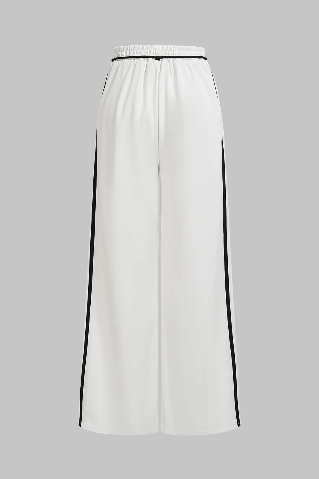 Contrast Binding Pocket High Waist Wide Leg Pants - Image 3