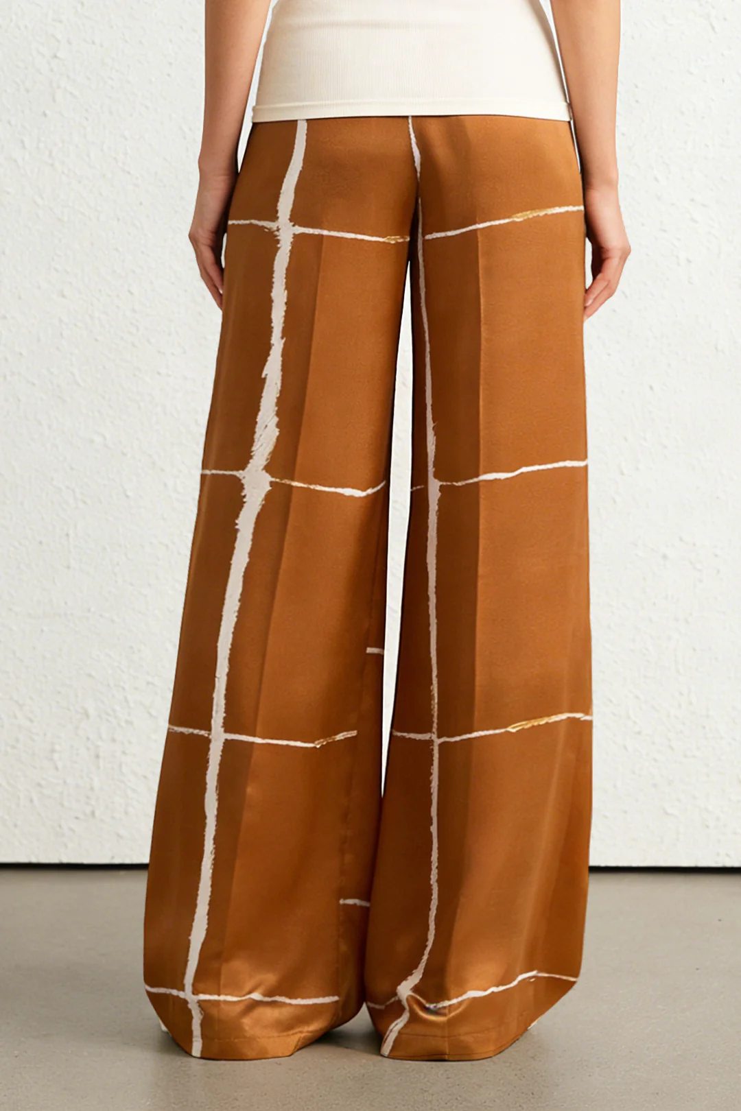 Abstract Print Satin Wide Leg Pants - Image 2