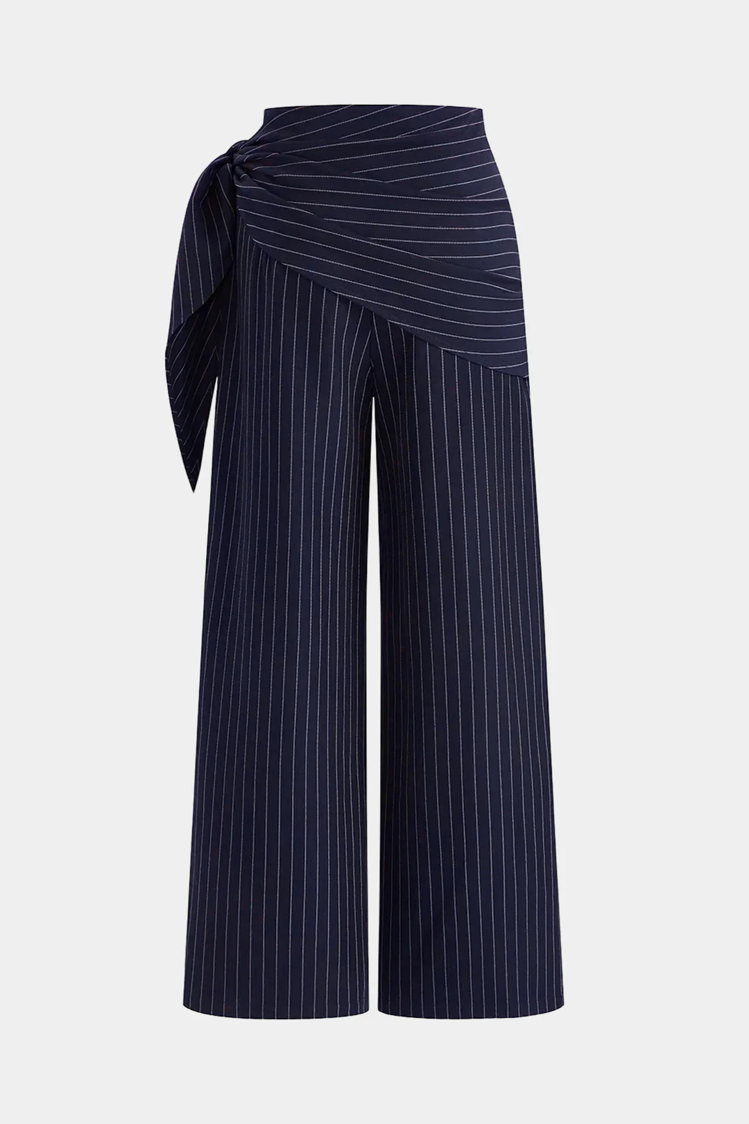 Stripes Print Tie-Up Asymmetrical Wide Leg Pants - Image 2