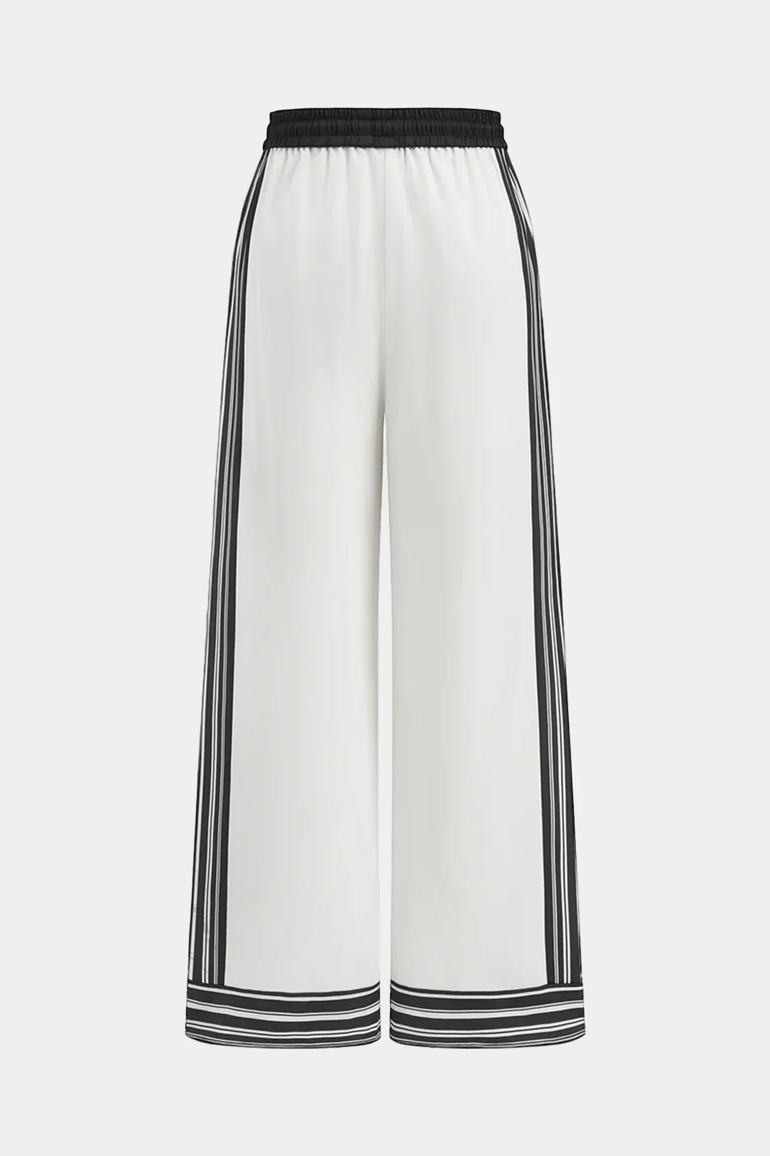 Contrast Stripes Print Tie-Up Wide Leg Pants - Image 2