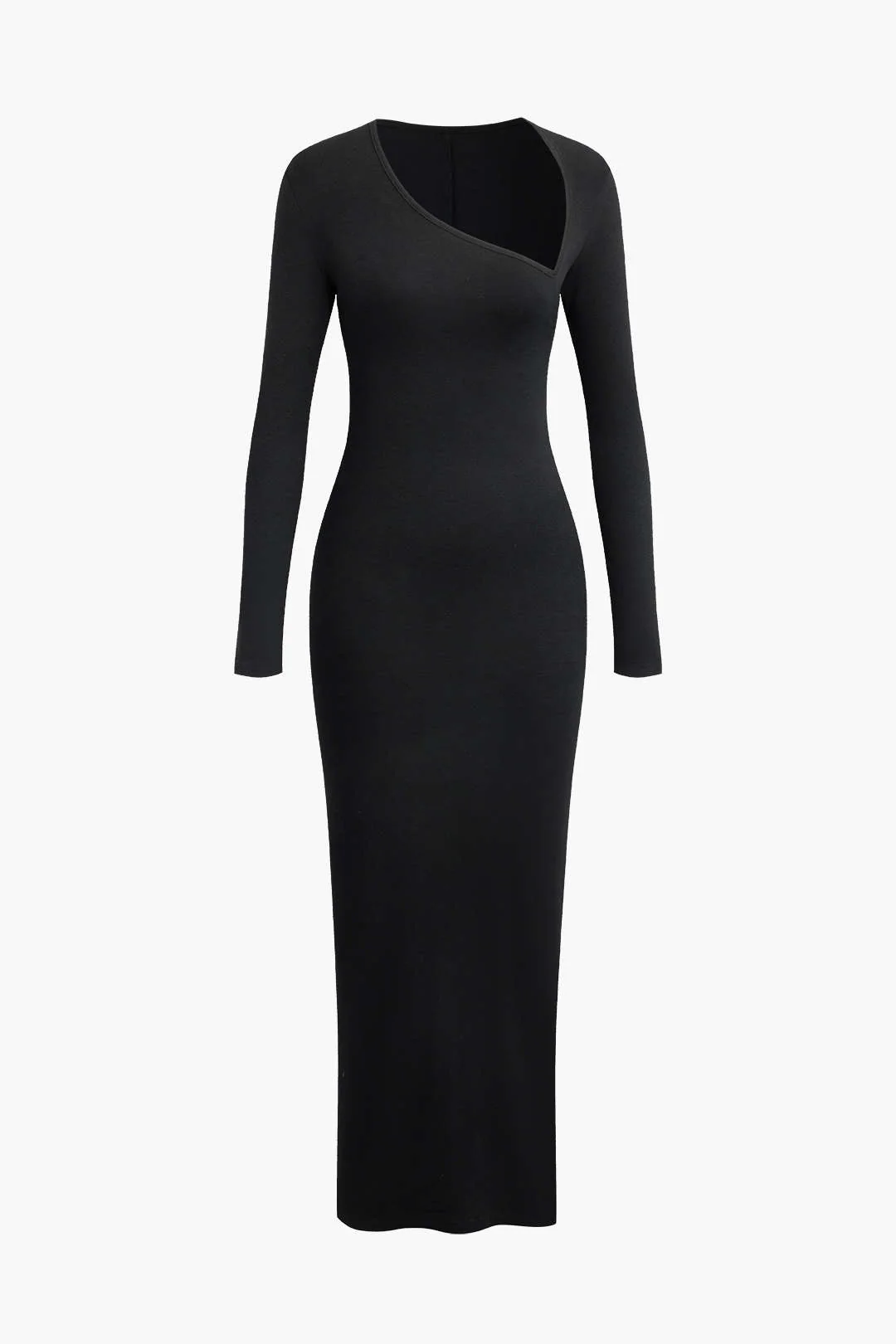 Asymmetrical Neck Slit Maxi Dress - Image 3