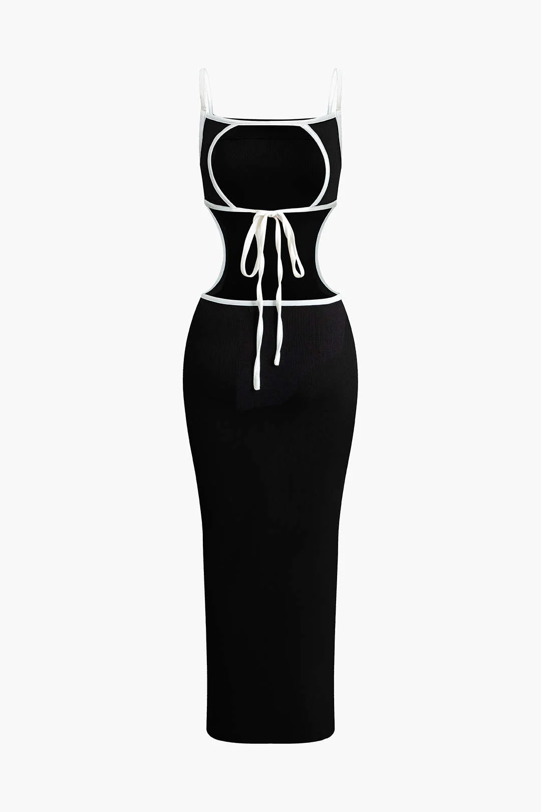 Contrast Cut Out Backless Slip Maxi Dress - Image 10