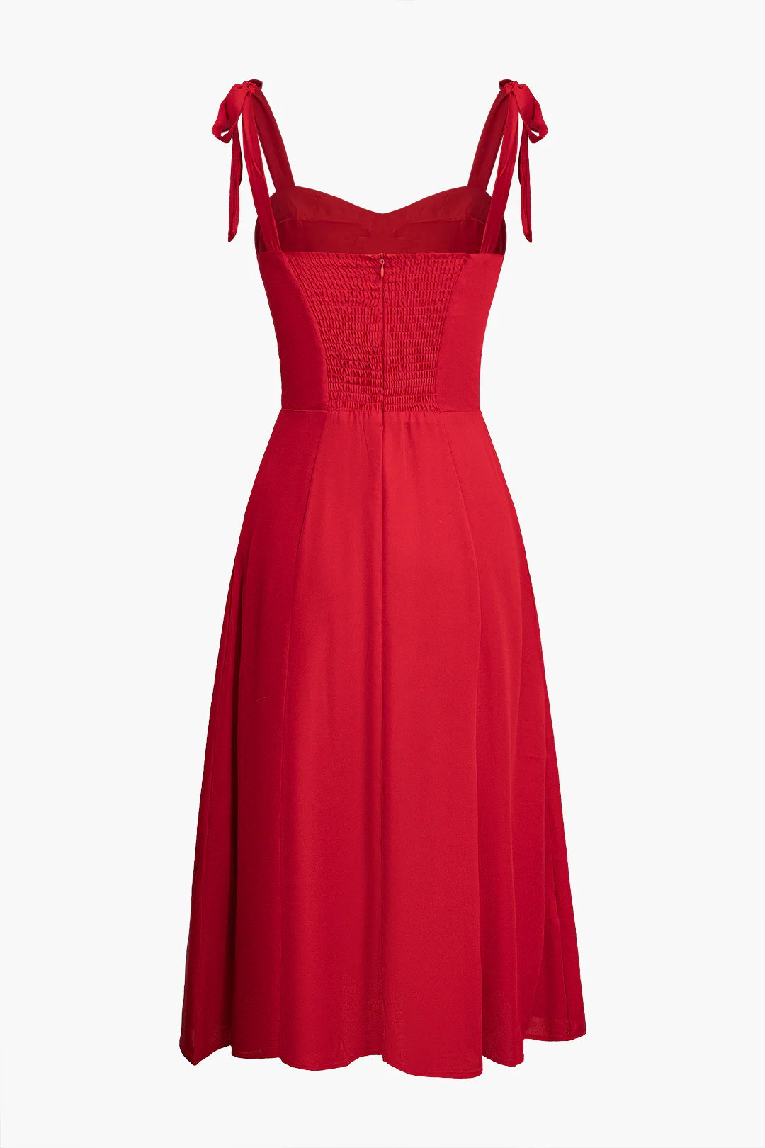 Tie Up Shirred Zipper Sleeveless Maxi Dress - Image 2