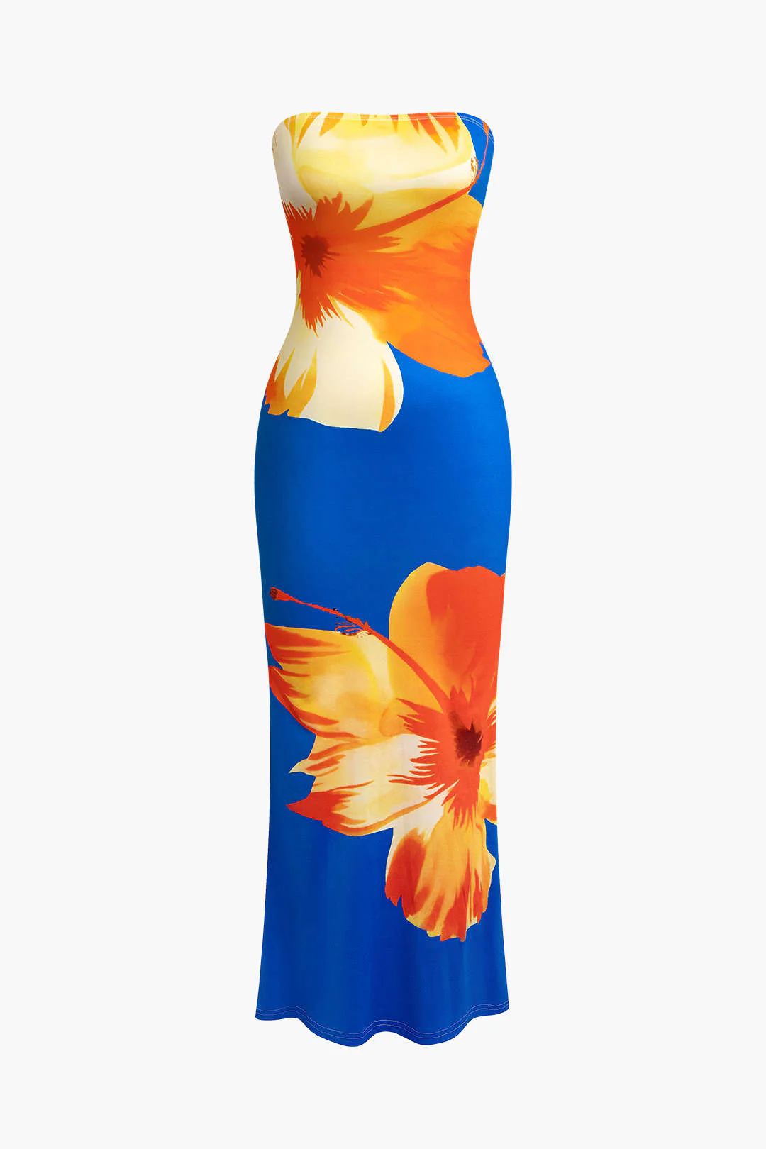 Sunny Floral Cascade Strapless Midi Dress - Image 6