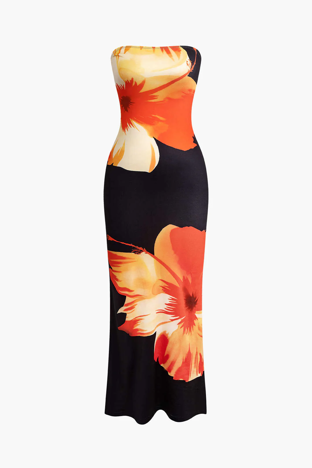 Sunny Floral Cascade Strapless Midi Dress - Image 7