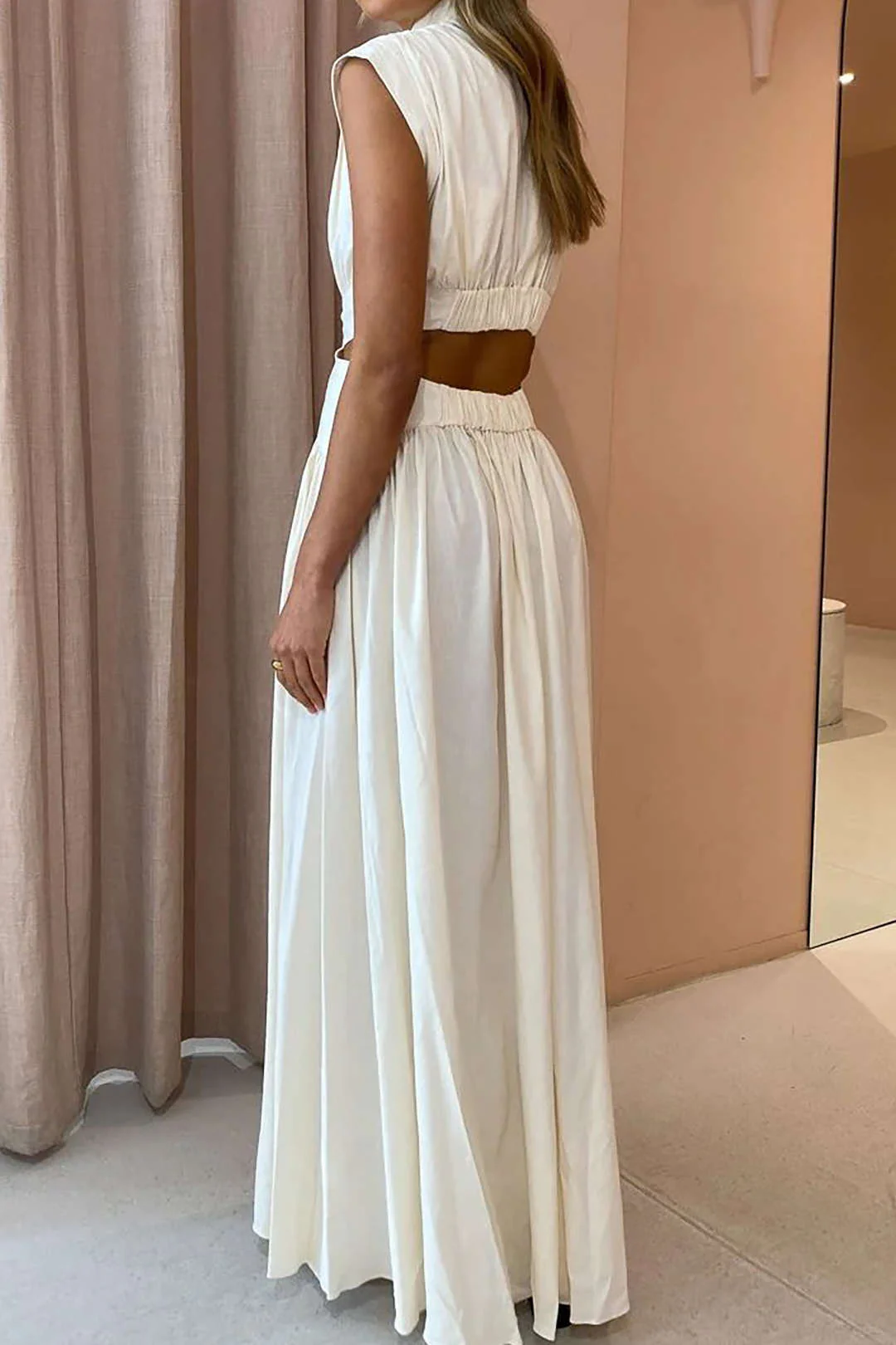 Mock Neck Cut Out Ruched Maxi Dress - Image 3