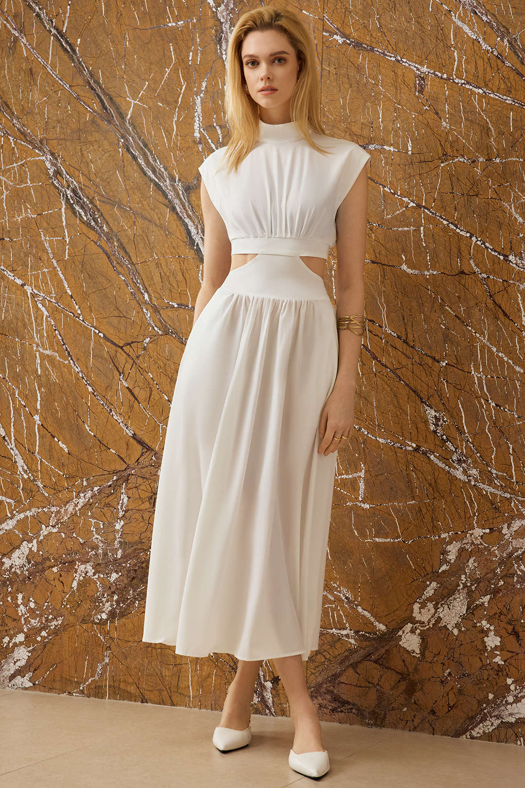 Mock Neck Cut Out Ruched Maxi Dress - Image 7
