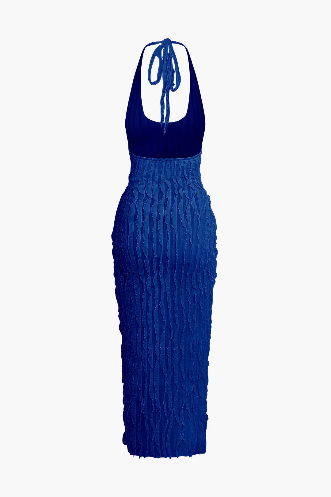 Sheer Ruffle Texture Halter Backless Maxi Dress - Image 21
