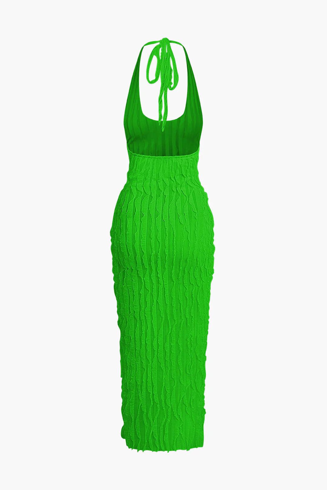 Sheer Ruffle Texture Halter Backless Maxi Dress - Image 36