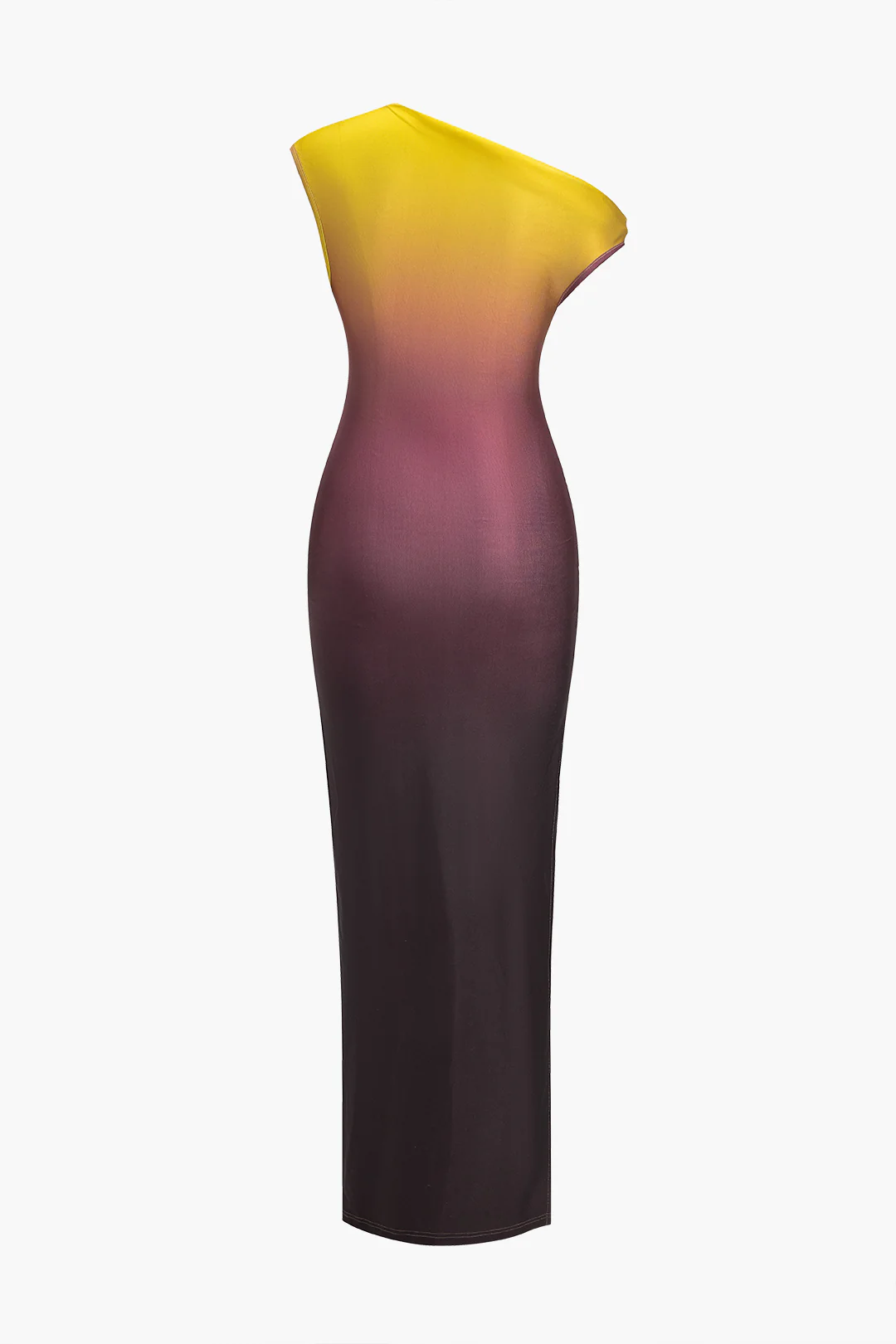 Ombre Print One Shoulder Asymmetrical Maxi Dress - Image 3